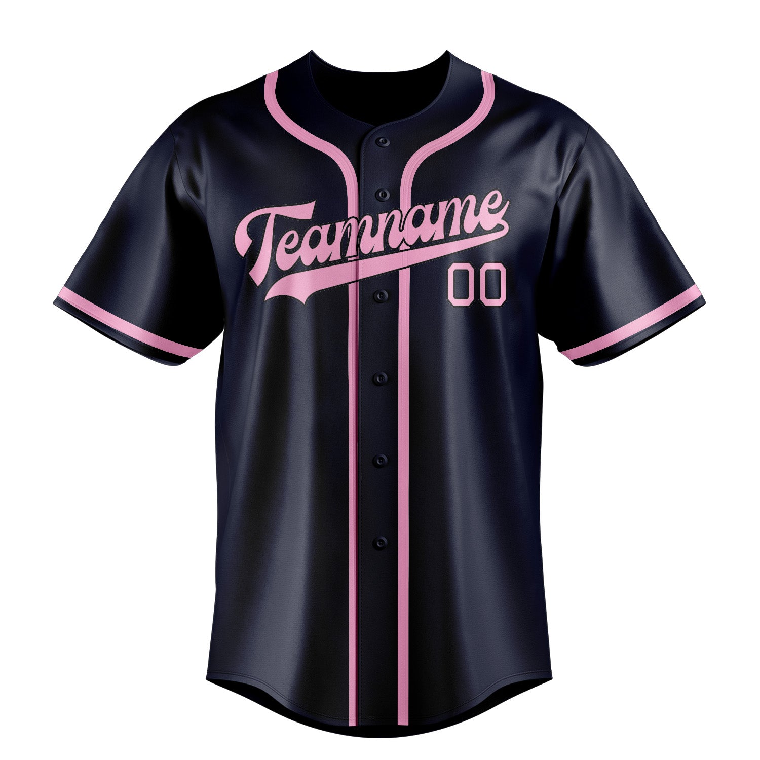 Maillot de baseball personnalisé bleu marine et rose clair