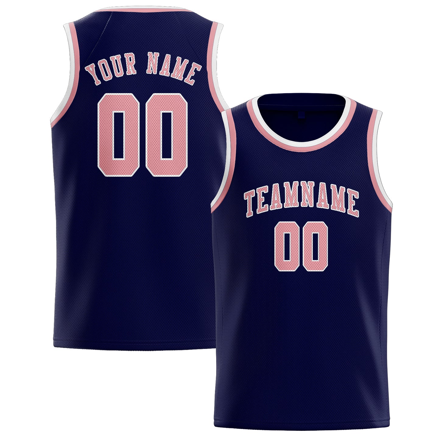 Maillot de basketball personnalisé bleu marine et rose clair