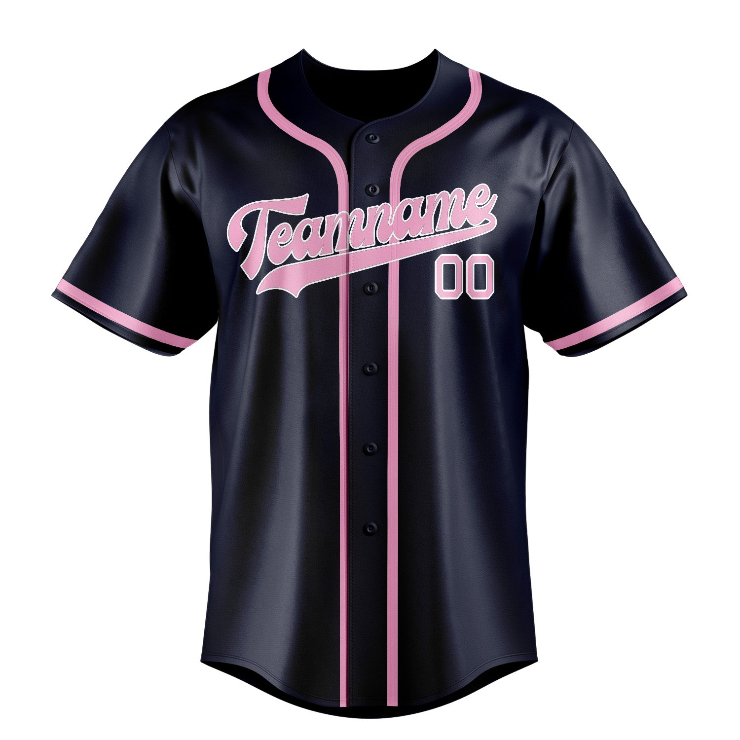 Maillot de baseball personnalisé bleu marine et rose clair