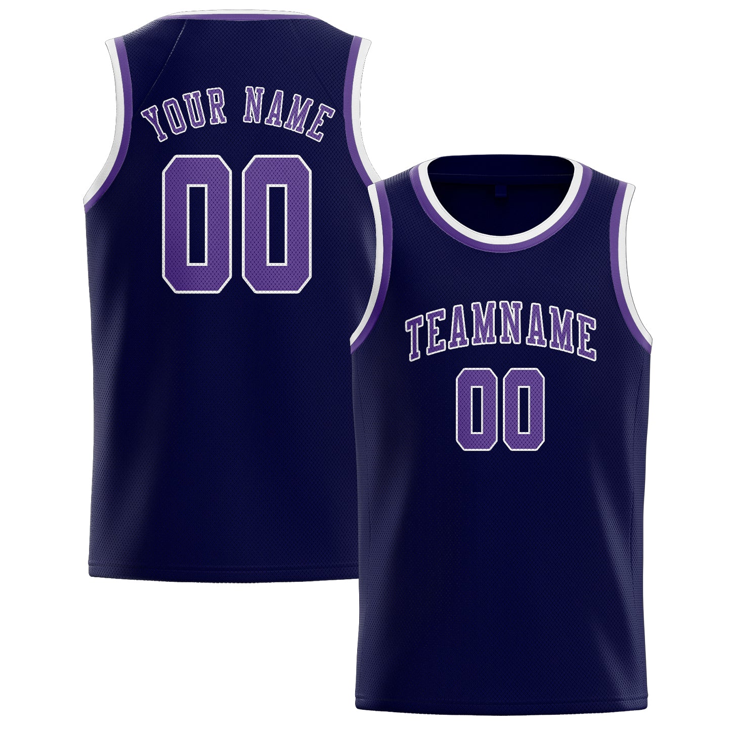 Maillot de basketball personnalisé bleu marine et violet clair