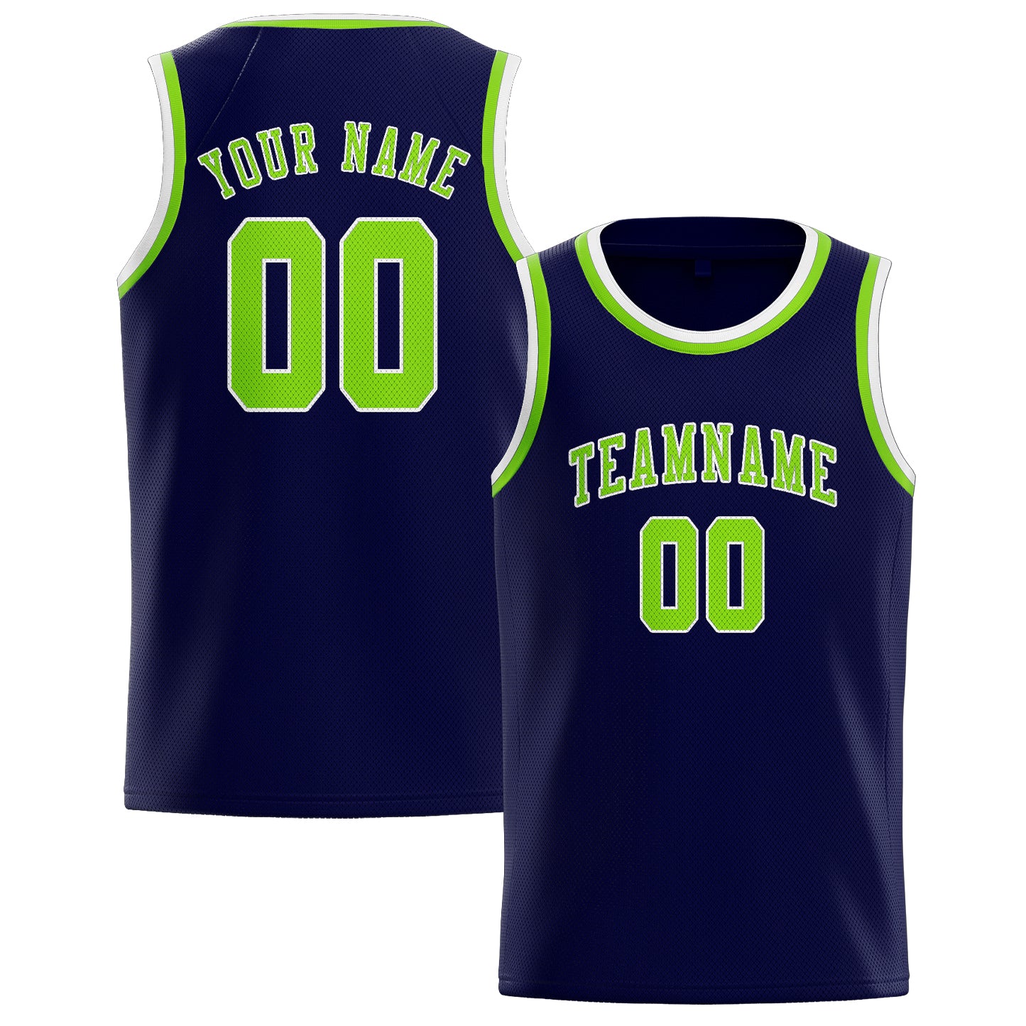 Maillot de basketball personnalisé bleu marine et vert émeraude