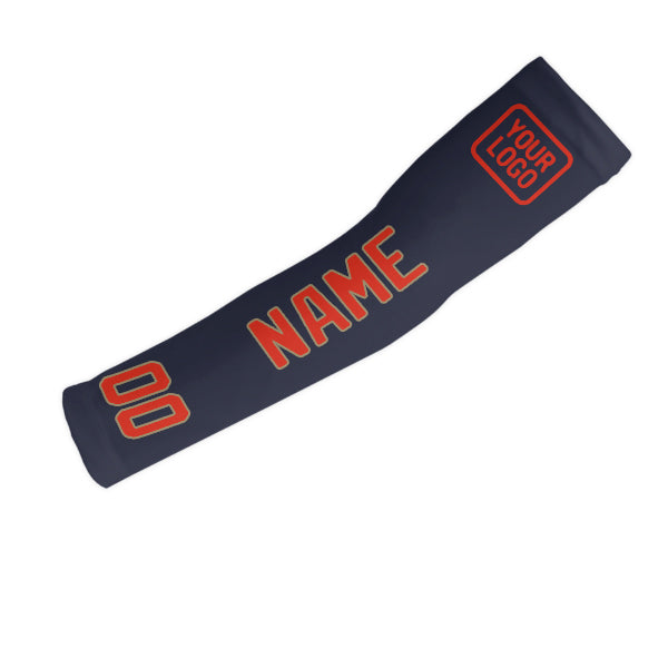 Manchon personnalisé bleu marine, orange et rouge
