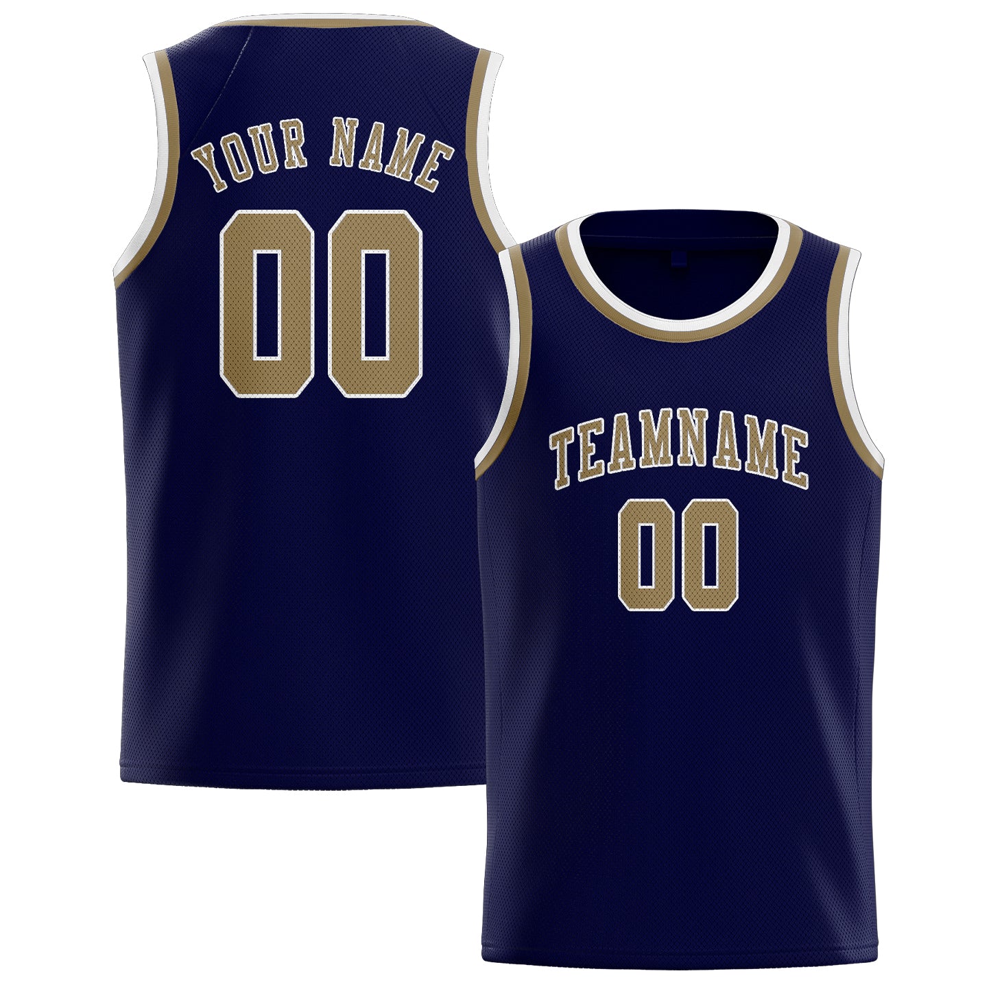 Maillot de basketball personnalisé bleu marine et kaki clair