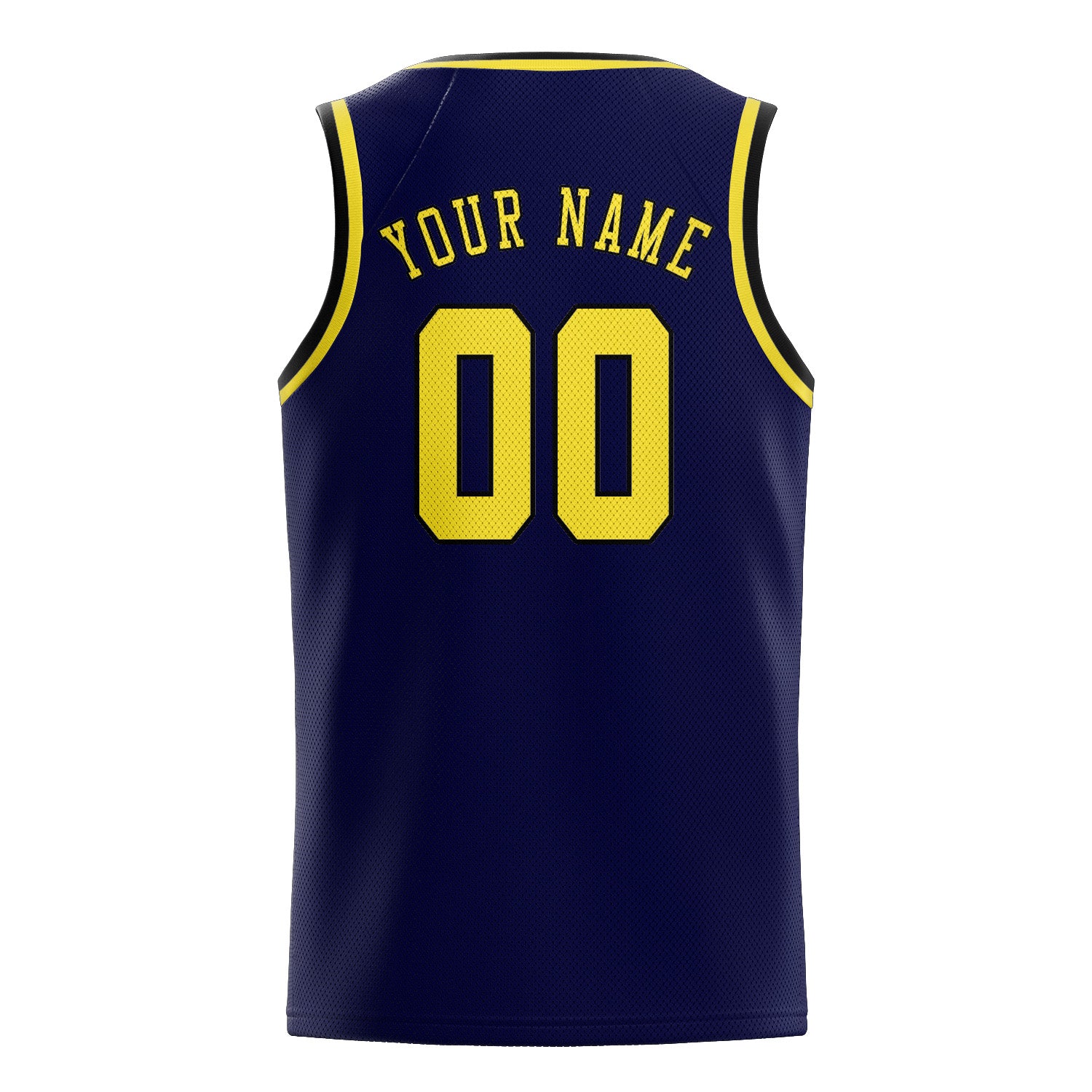 Maillot de basketball personnalisé bleu marine et jaune clair