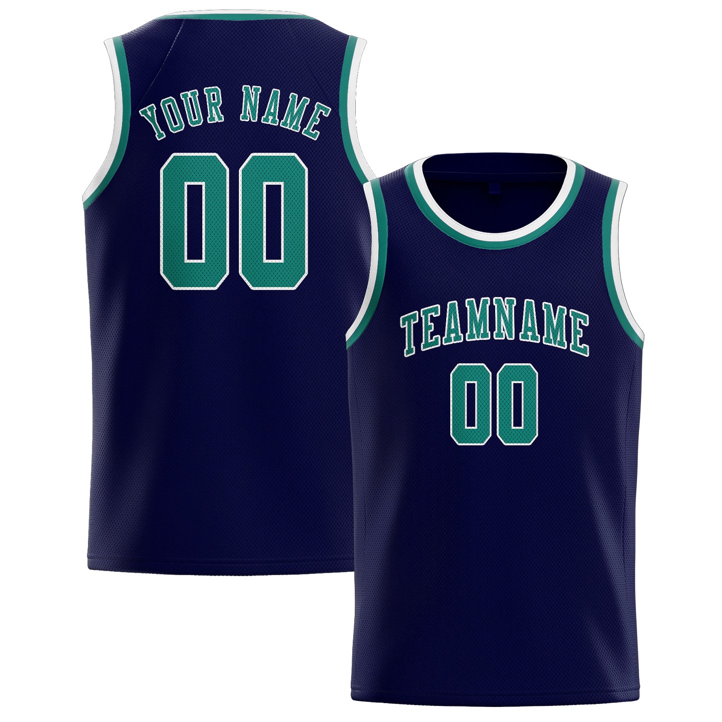 Maillot de basketball personnalisé bleu marine et vert