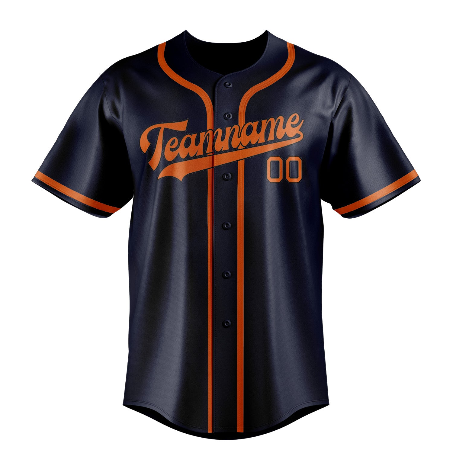 Maillot de baseball personnalisé bleu marine et orange