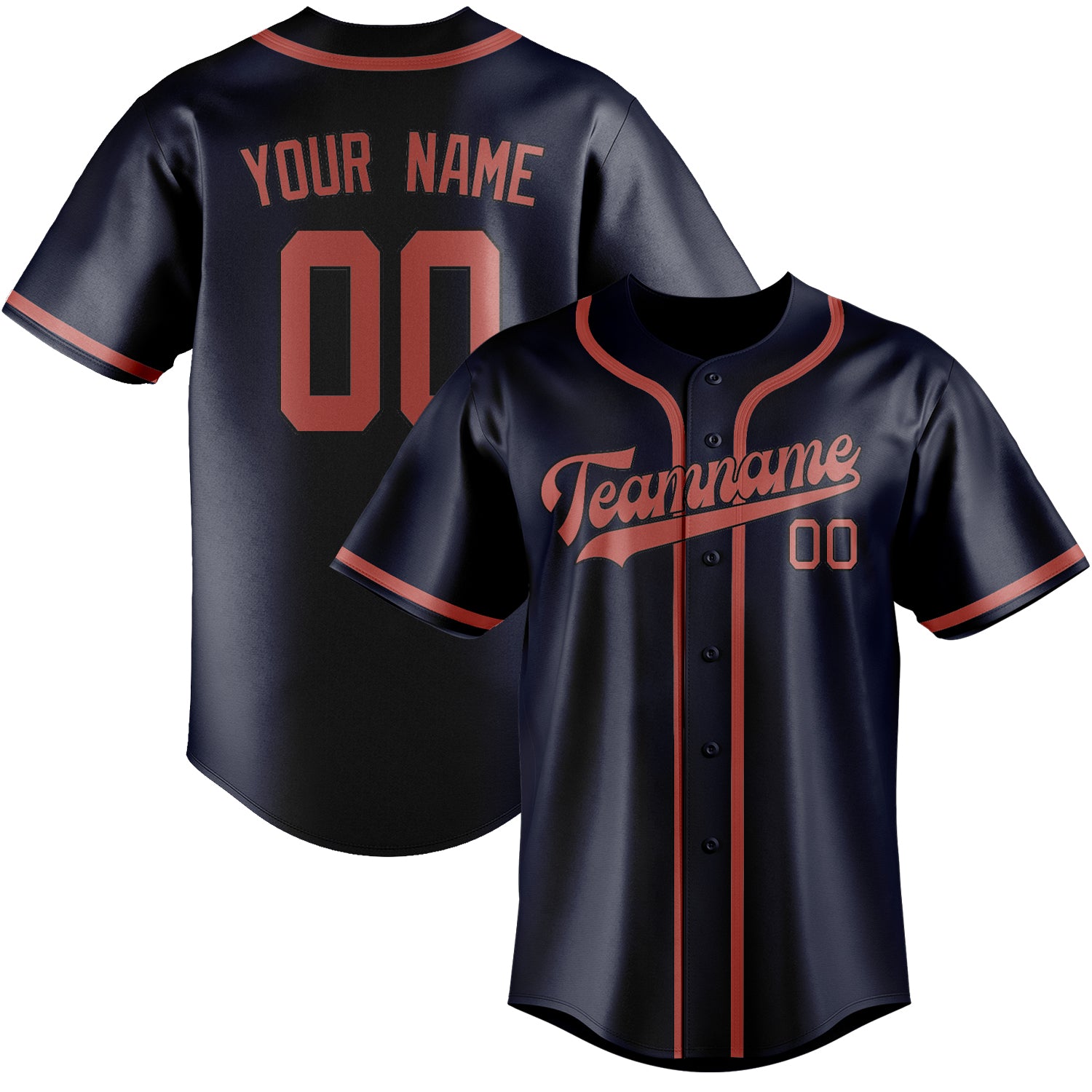 Maillot de baseball personnalisé Navy Copper Rose