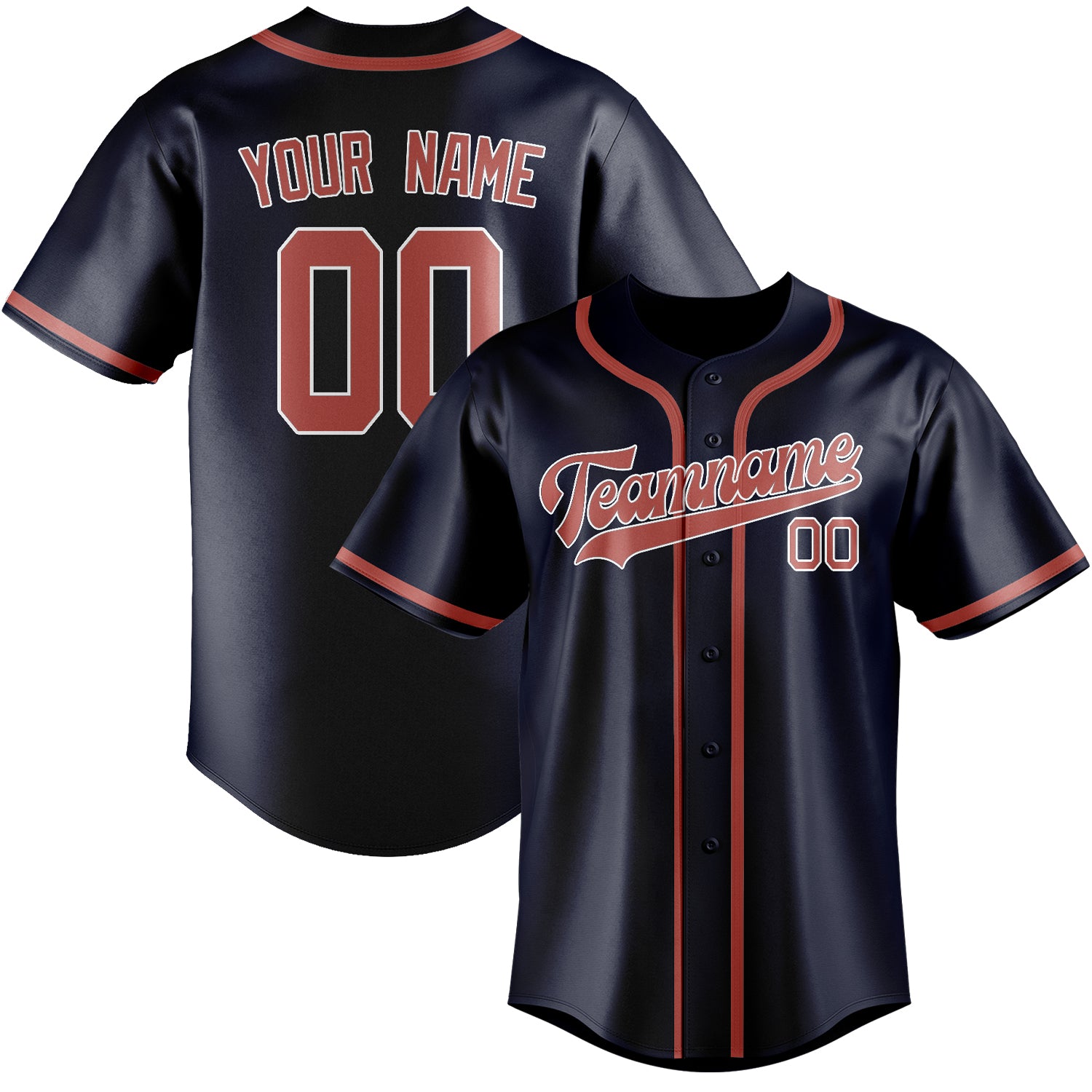Maillot de baseball personnalisé Navy Copper Rose