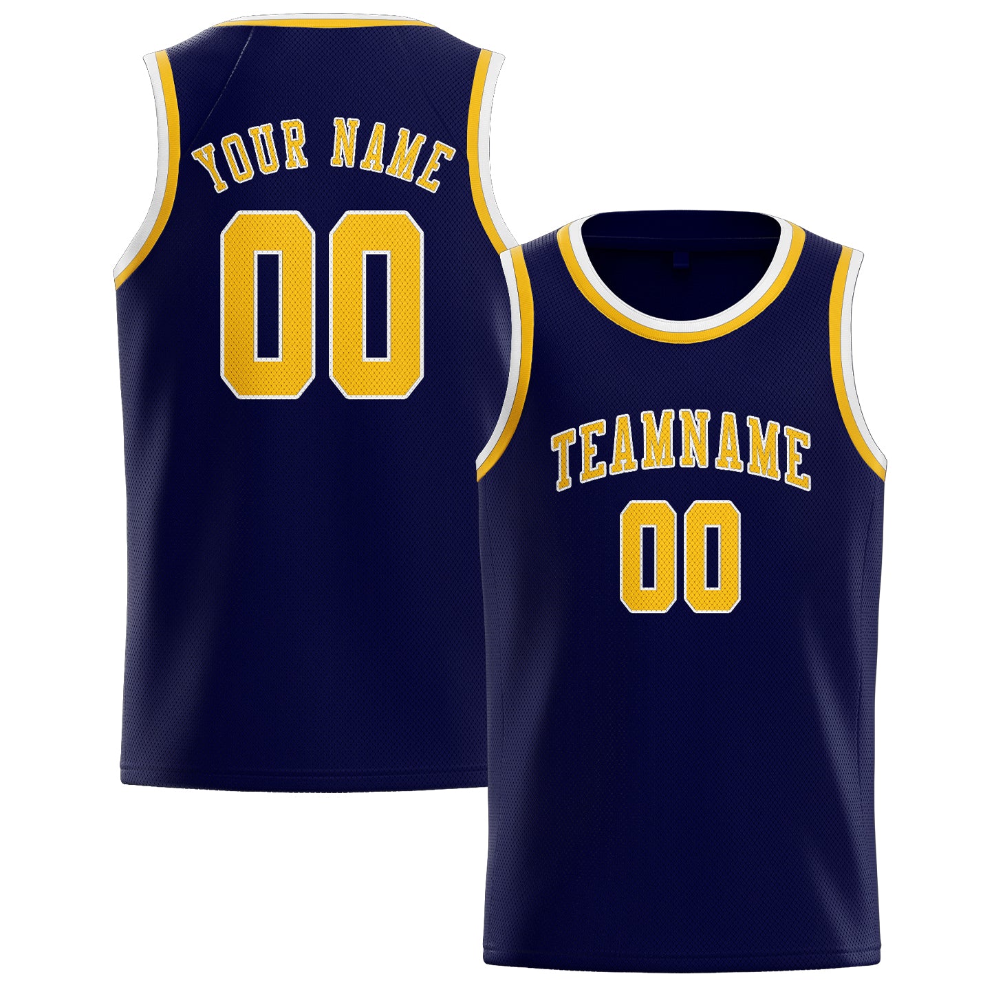 Maillot de basketball personnalisé bleu marine et or