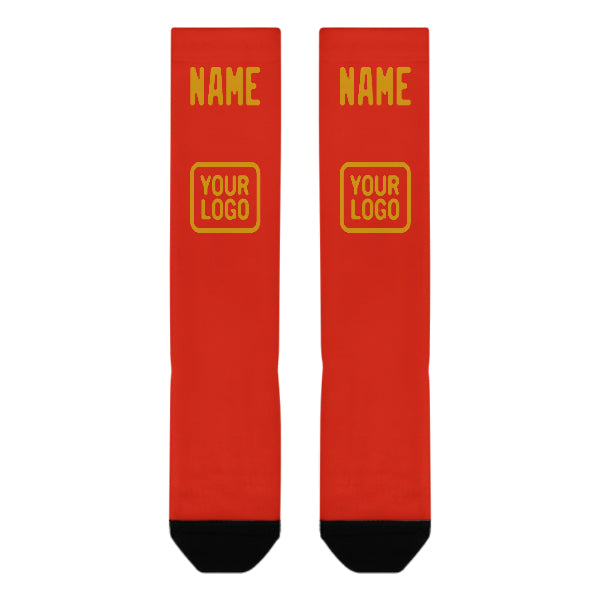 Chaussettes hautes personnalisées orange, rouge et jaune