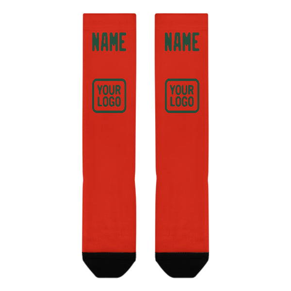 Chaussettes hautes personnalisées orange, rouge et verte