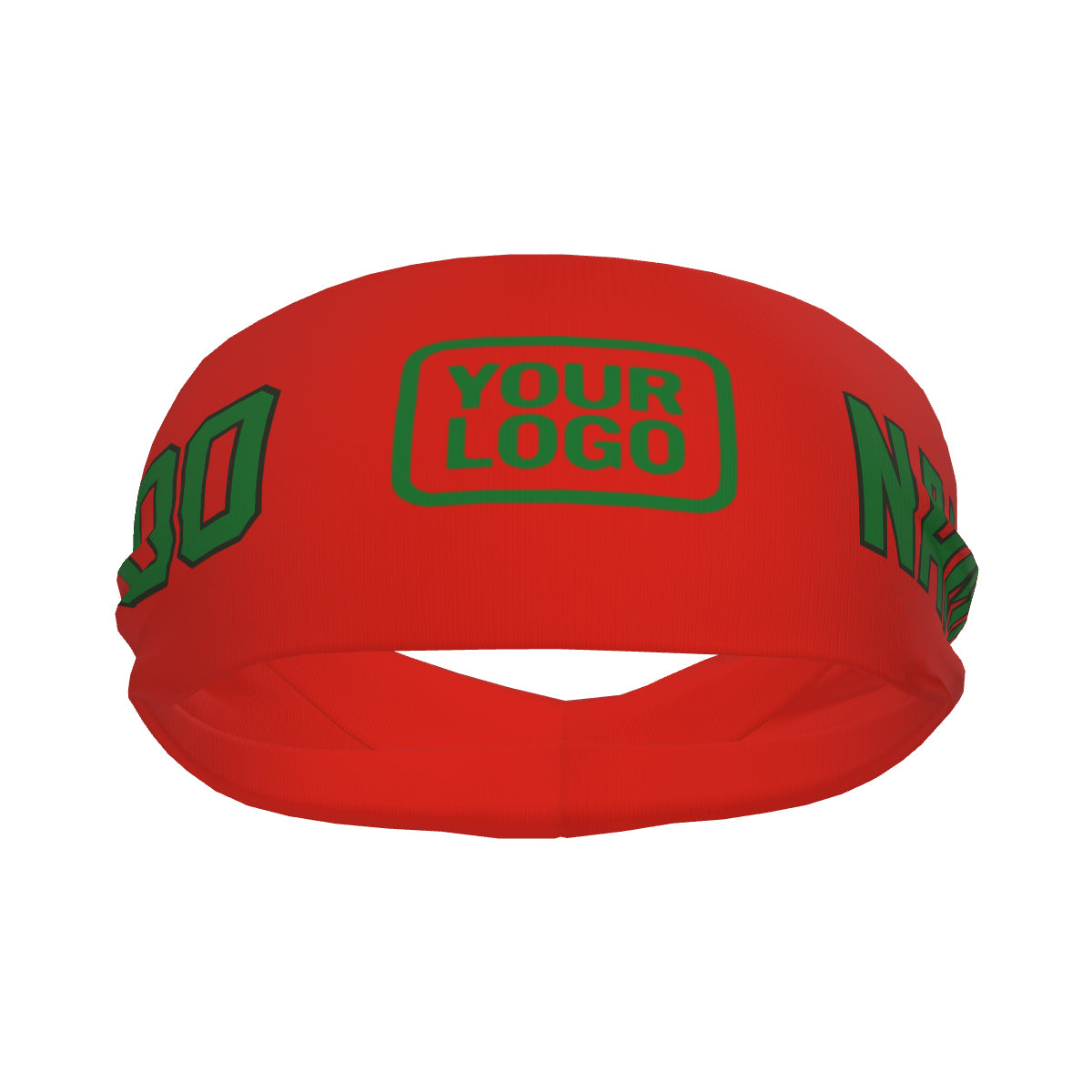 Bandeau de sport personnalisé orange, rouge et vert émeraude