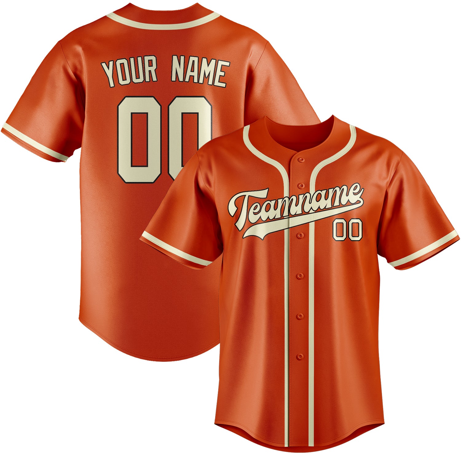 Maillot de baseball personnalisé orange rouge crème