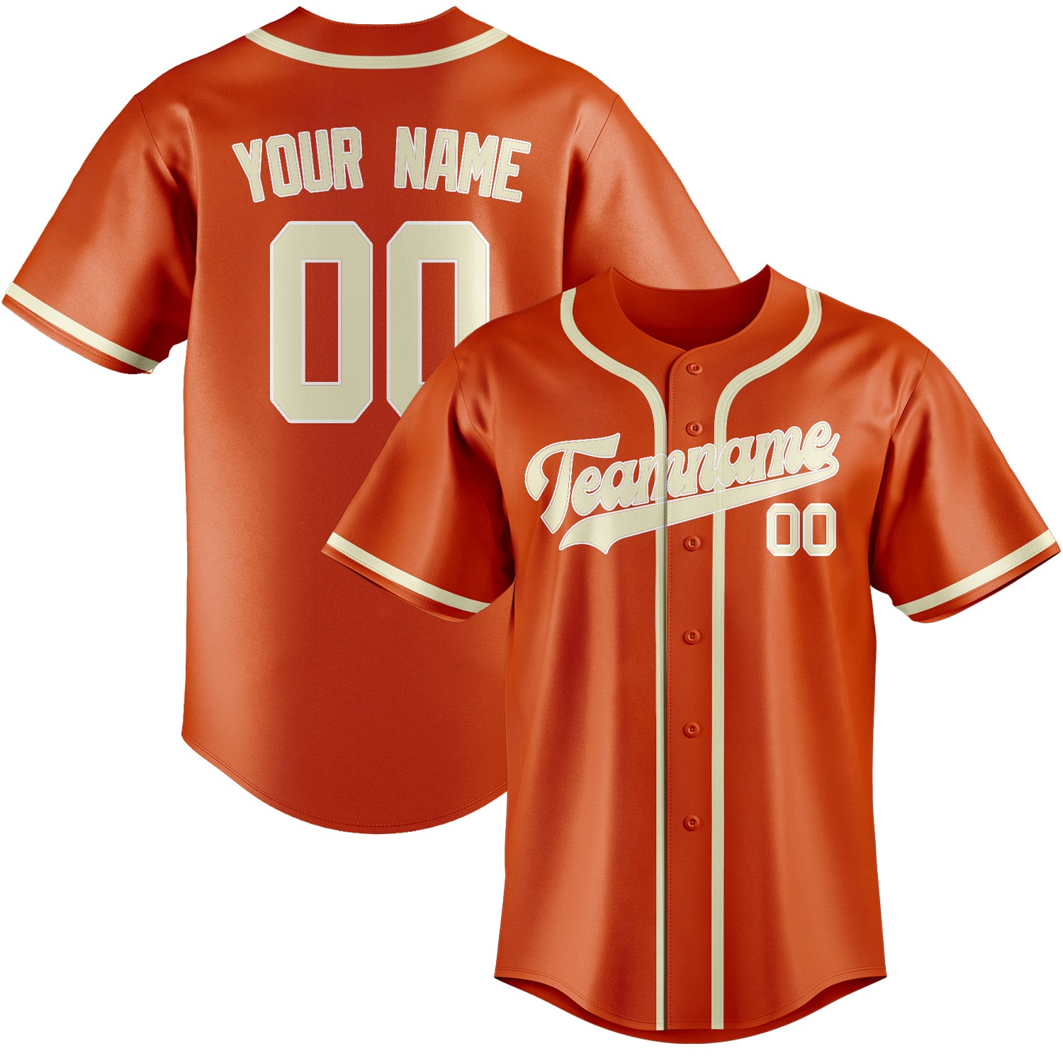 Maillot de baseball personnalisé orange rouge crème