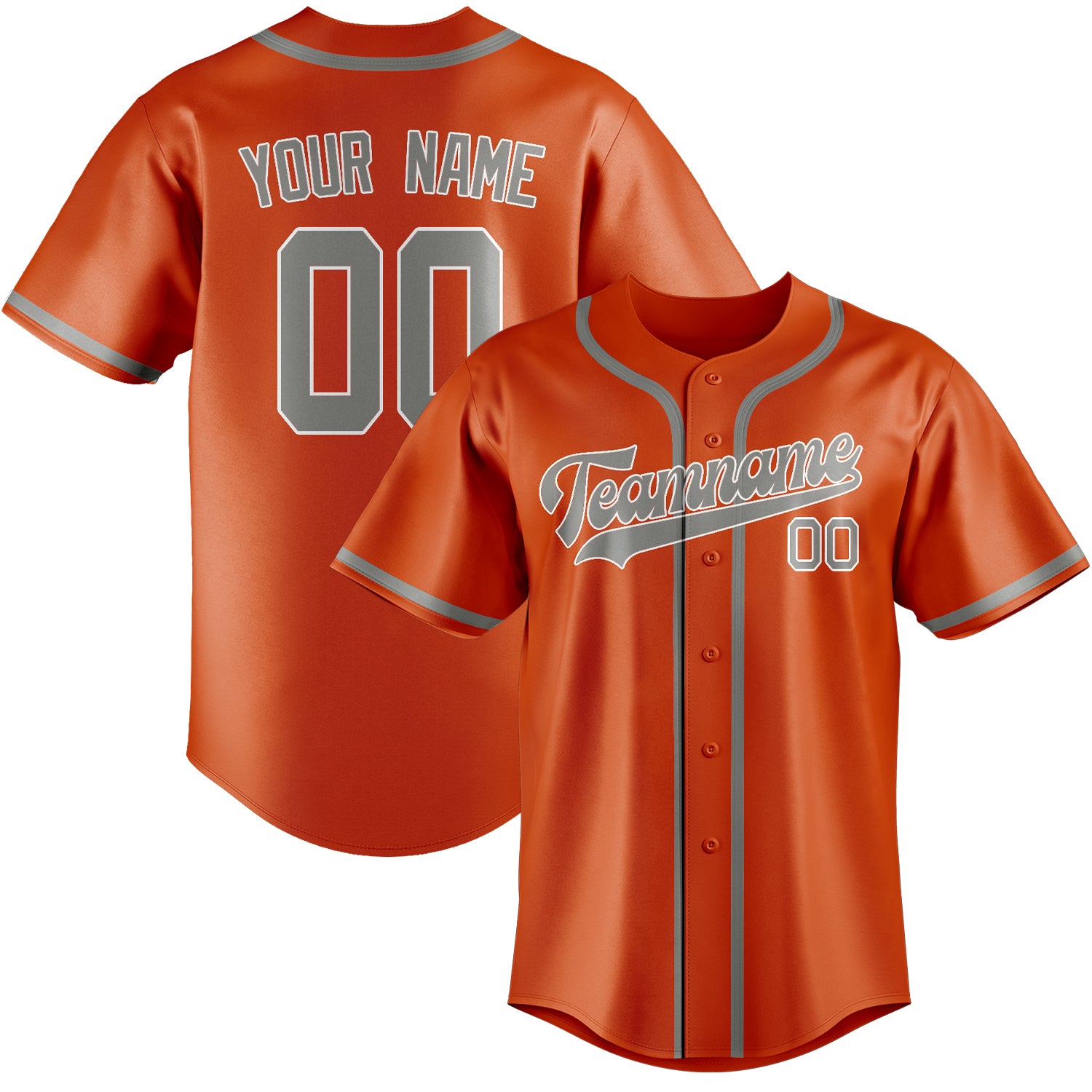Maillot de baseball personnalisé orange, rouge et gris