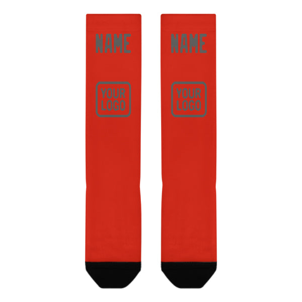 Chaussettes hautes personnalisées orange, rouge et gris foncé