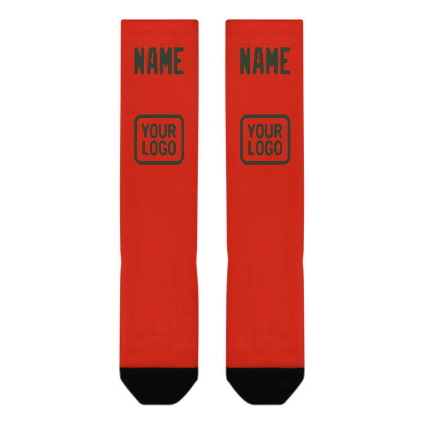 Chaussettes hautes personnalisées orange, rouge et vert foncé