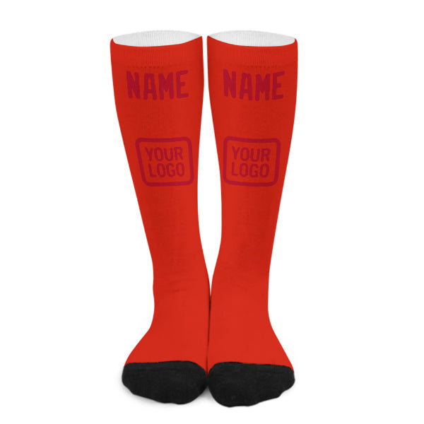 Chaussettes hautes personnalisées orange et rouge