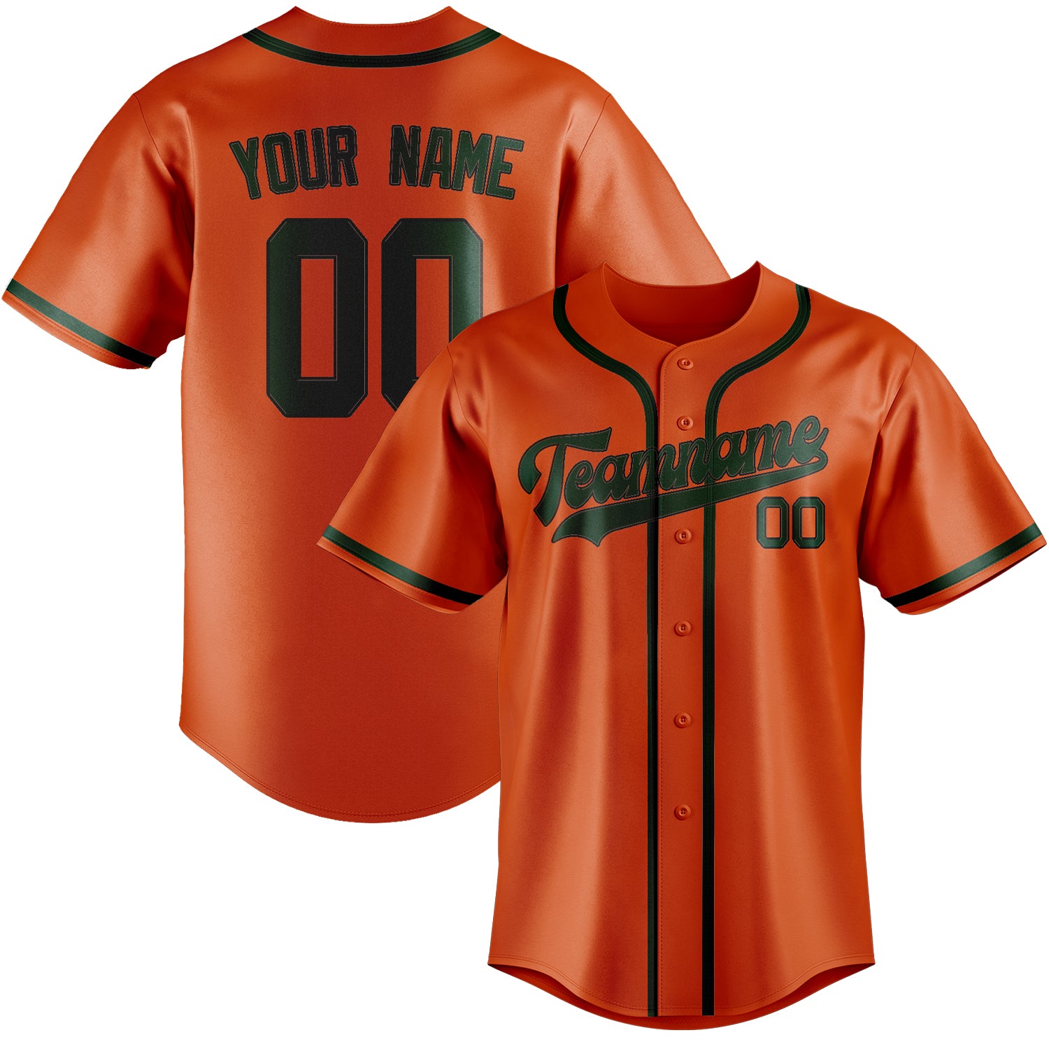 Maillot de baseball personnalisé orange rouge vert