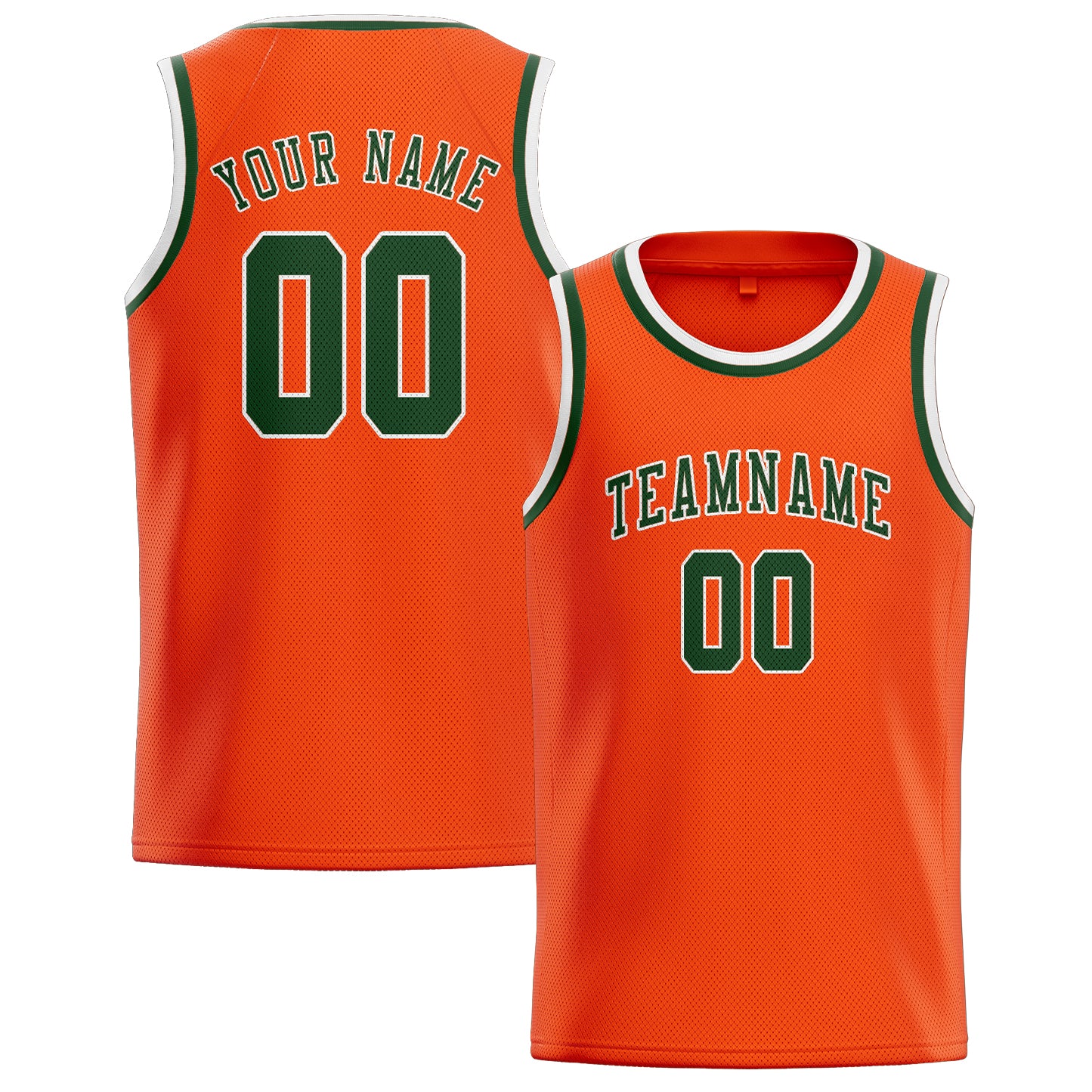 Maillot de basketball personnalisé orange, rouge et vert foncé