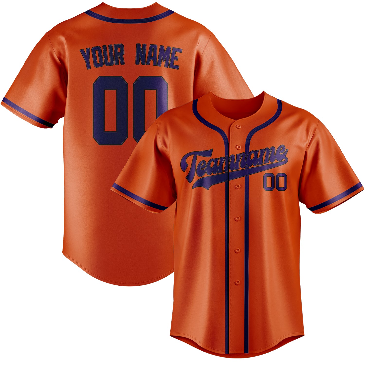 Maillot de baseball personnalisé orange rouge violet