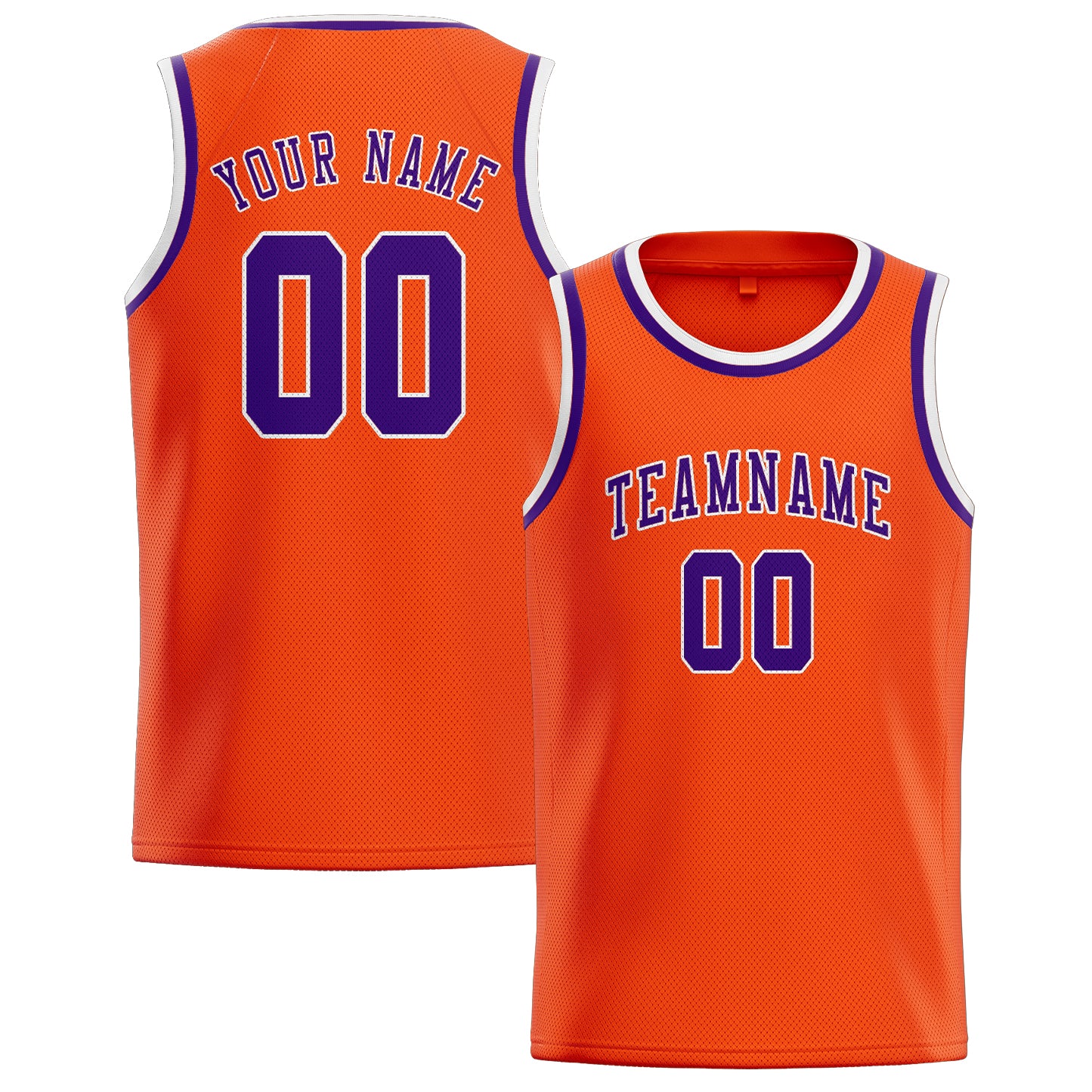 Maillot de basketball personnalisé orange, rouge et violet