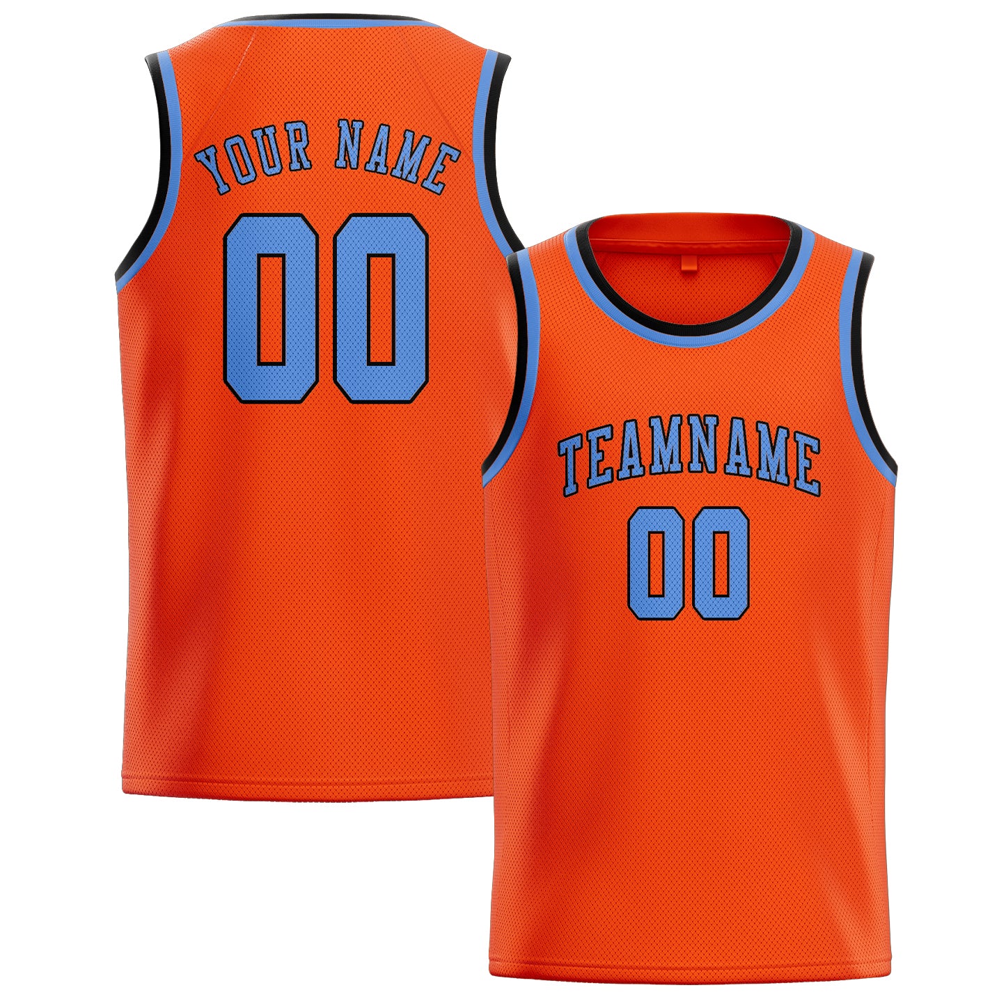 Maillot de basketball personnalisé orange, rouge et bleu clair