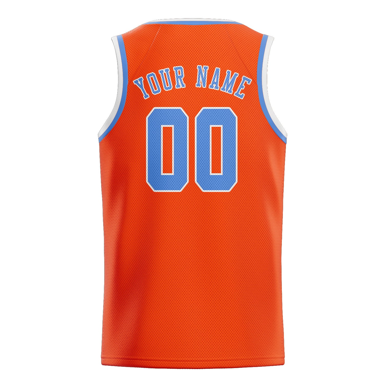 Maillot de basketball personnalisé orange, rouge et bleu clair