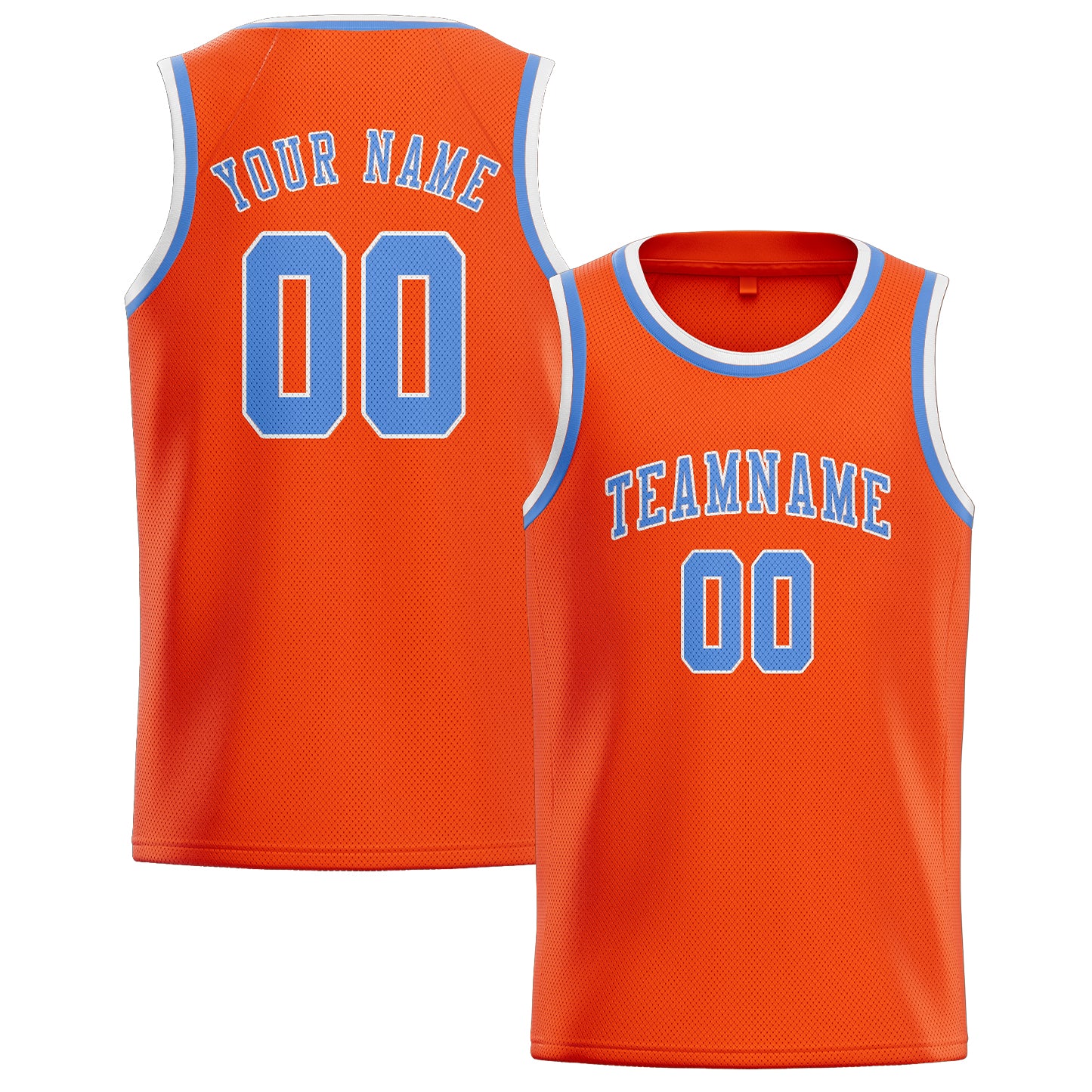 Maillot de basketball personnalisé orange, rouge et bleu clair