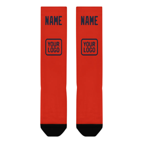 Chaussettes hautes personnalisées orange, rouge et marine