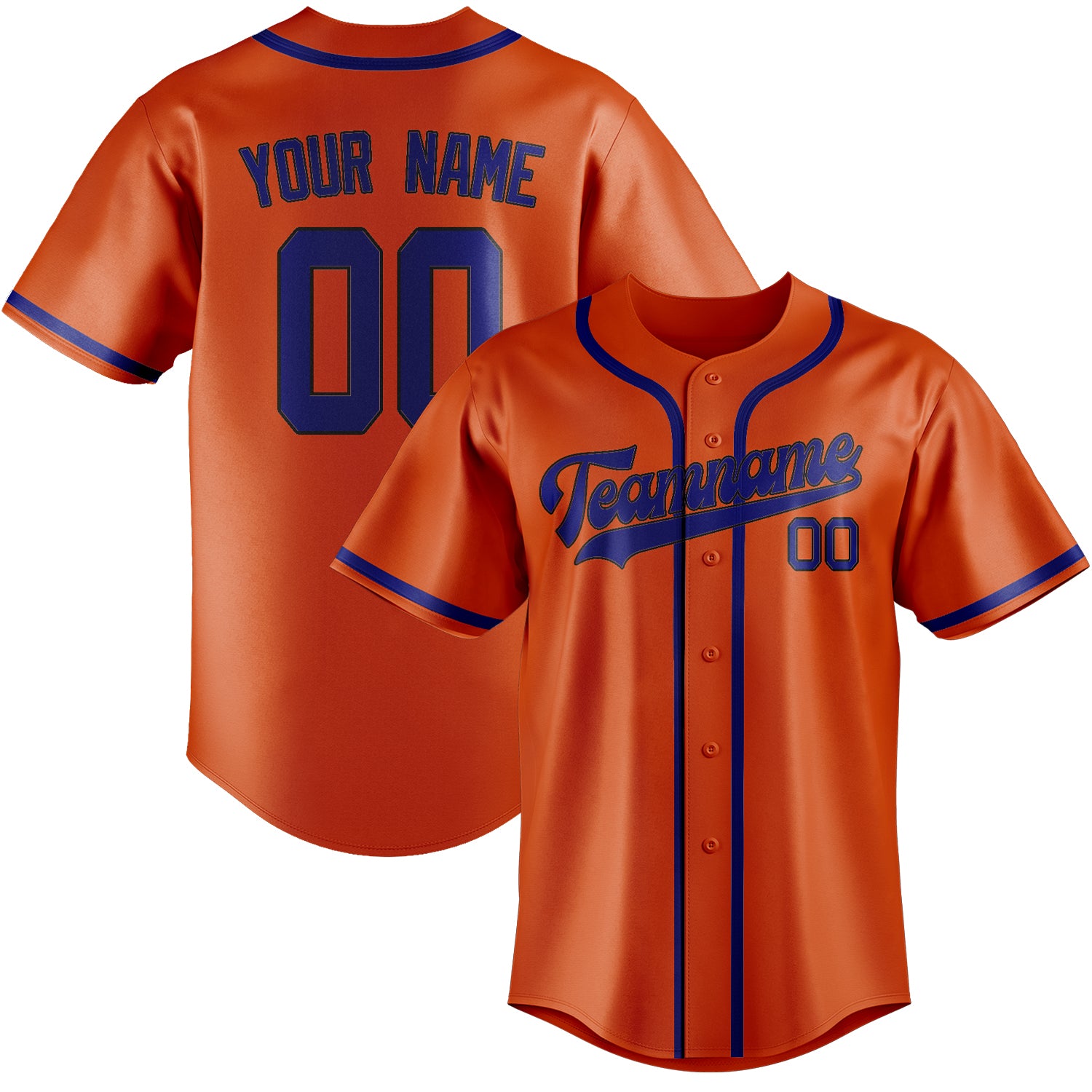 Maillot de baseball personnalisé orange, rouge et bleu ciel