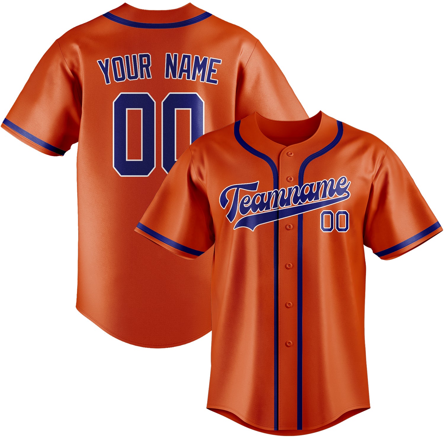 Maillot de baseball personnalisé orange, rouge et bleu ciel