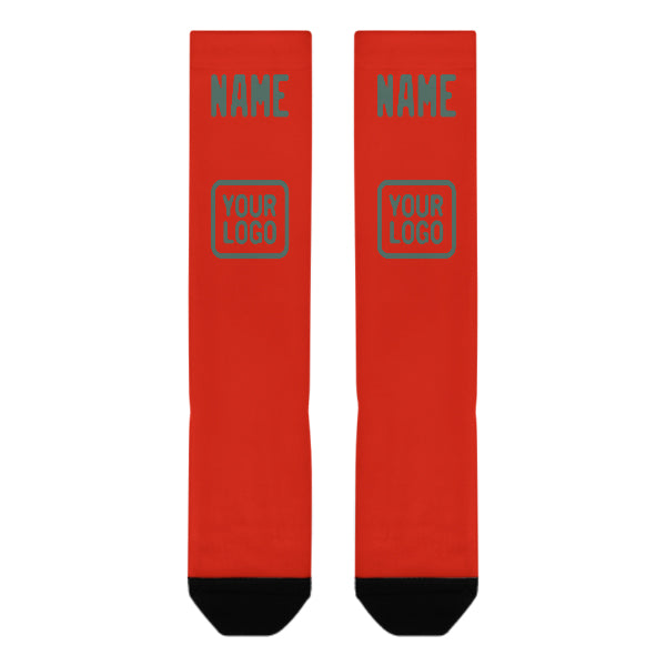 Chaussettes hautes personnalisées orange, rouge, bleu et vert