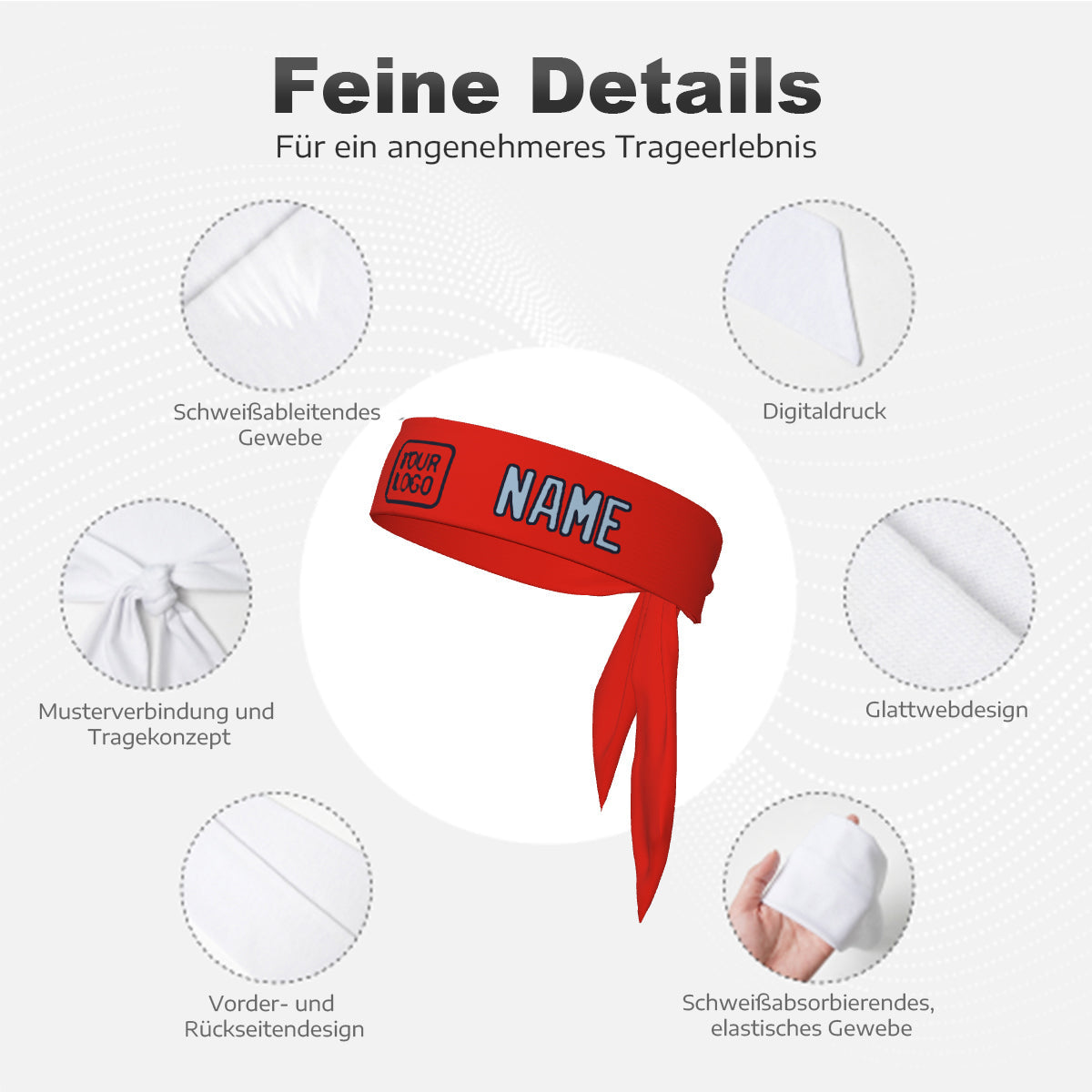 Bandeau personnalisé orange, rouge et bleu clair