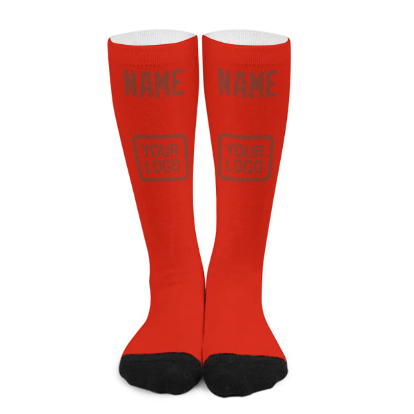 Chaussettes hautes personnalisées orange, rouge et corail