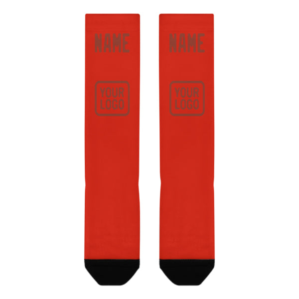 Chaussettes hautes personnalisées orange, rouge et corail