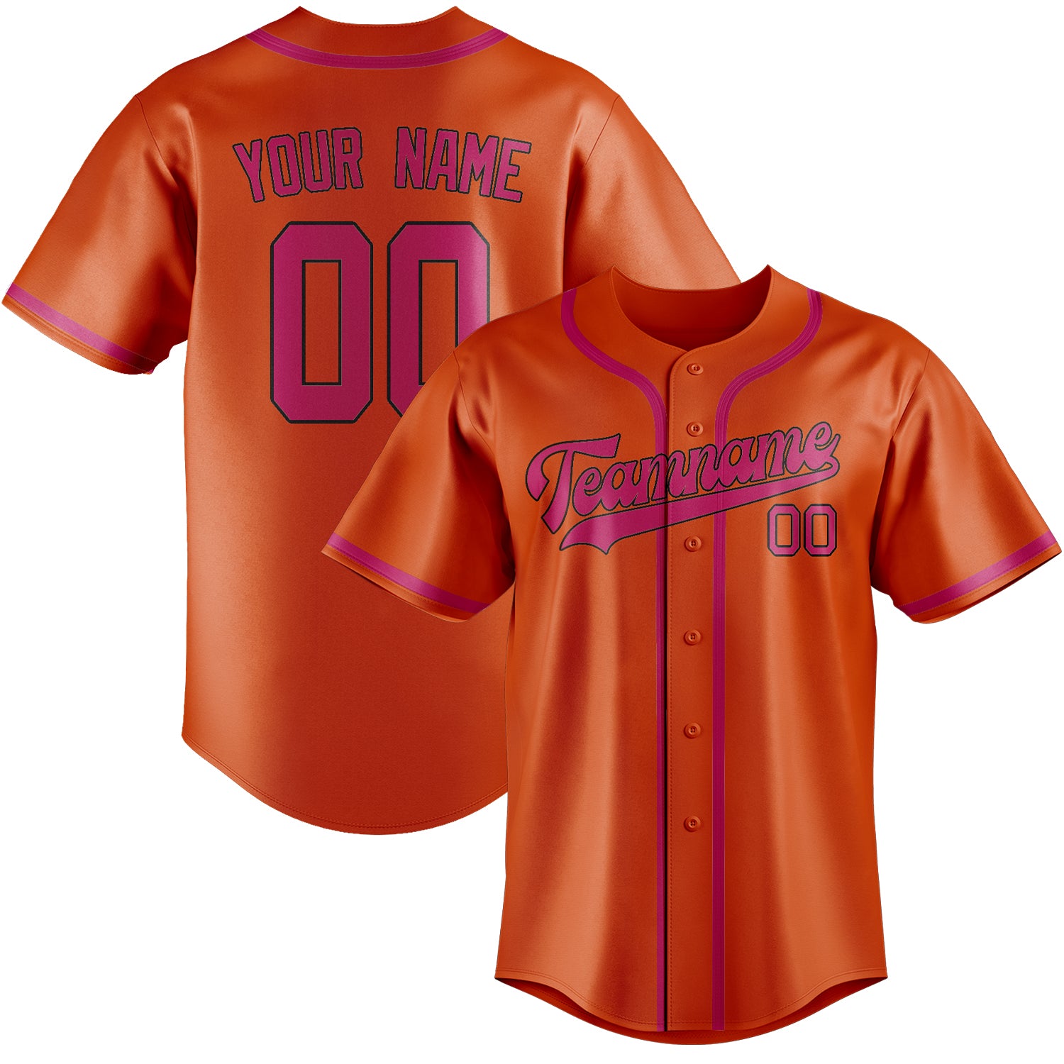 Maillot de baseball personnalisé orange rouge rose