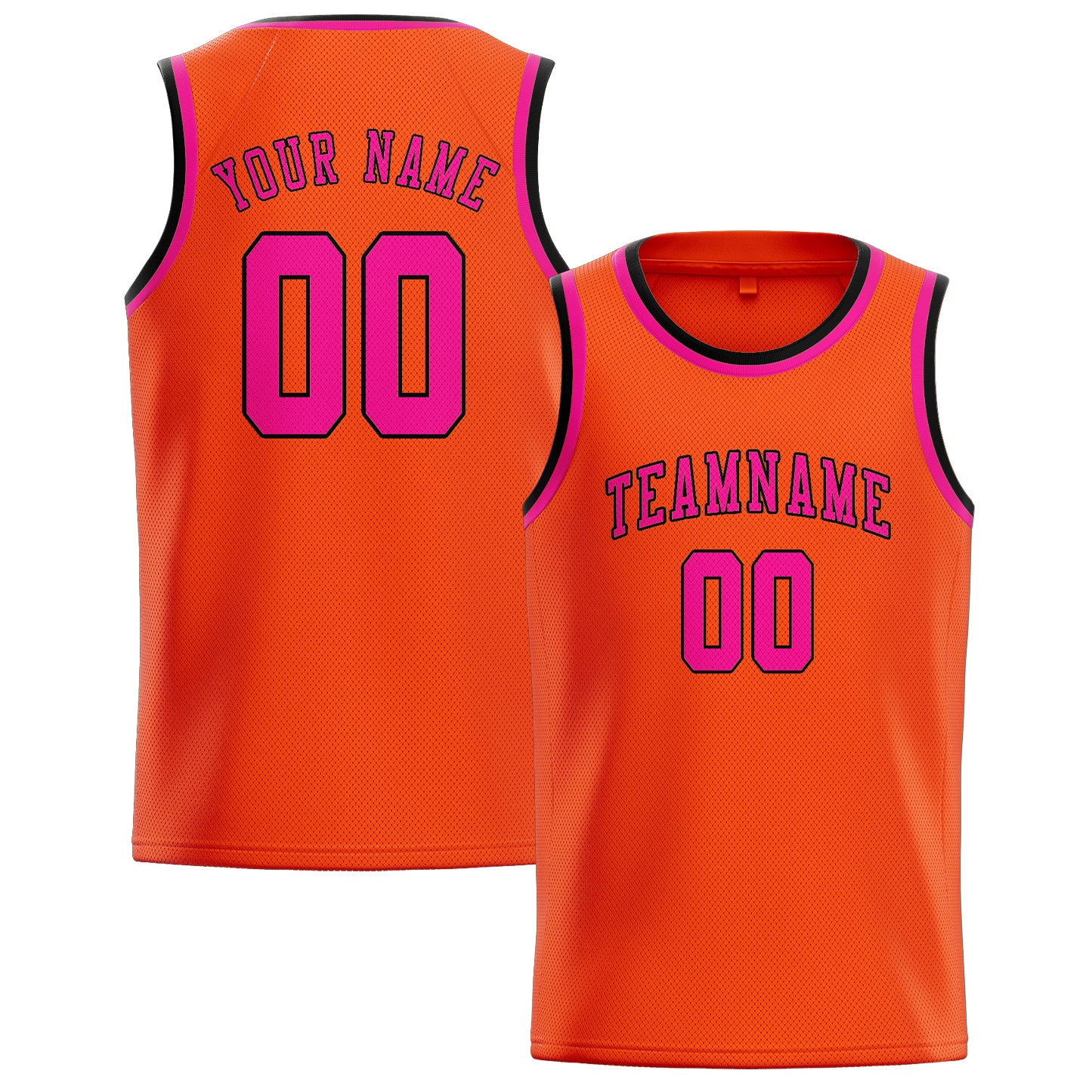 Maillot de basketball personnalisé orange, rouge et rose