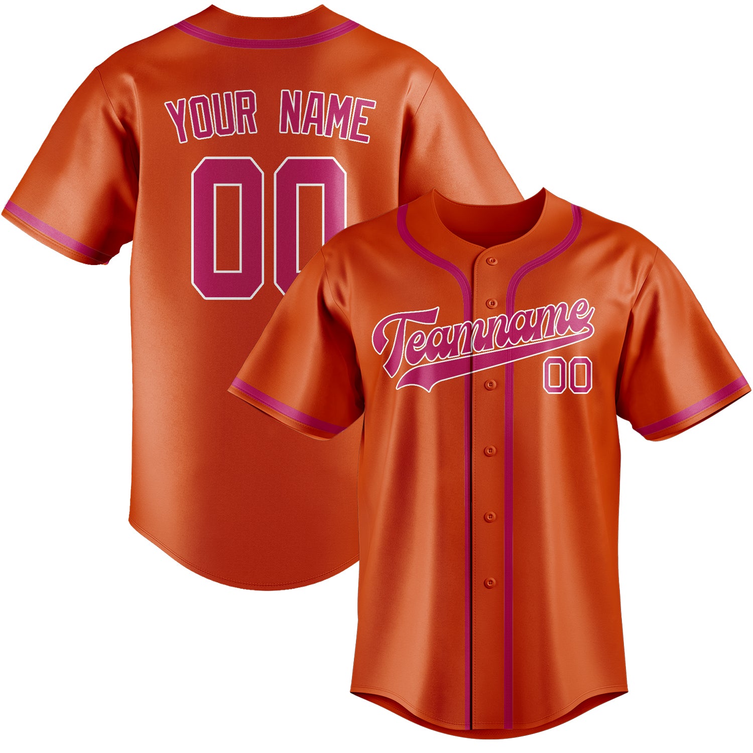 Maillot de baseball personnalisé orange rouge rose