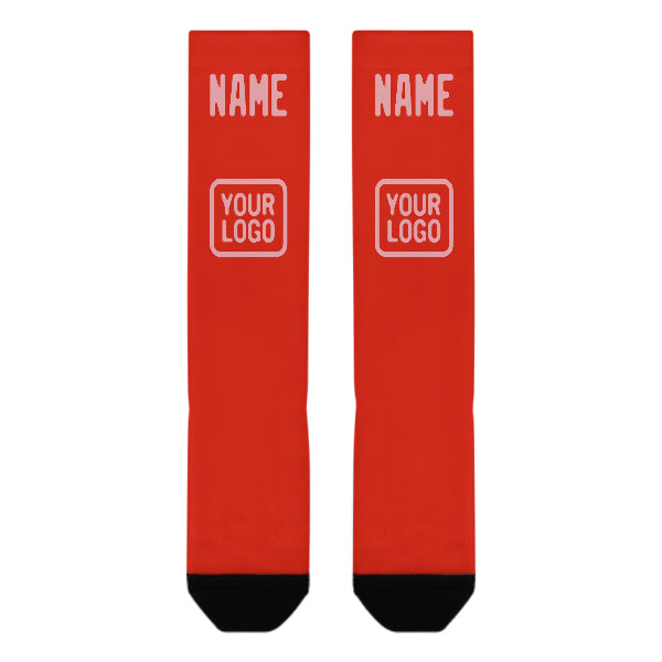Chaussettes hautes personnalisées orange, rouge et rose clair