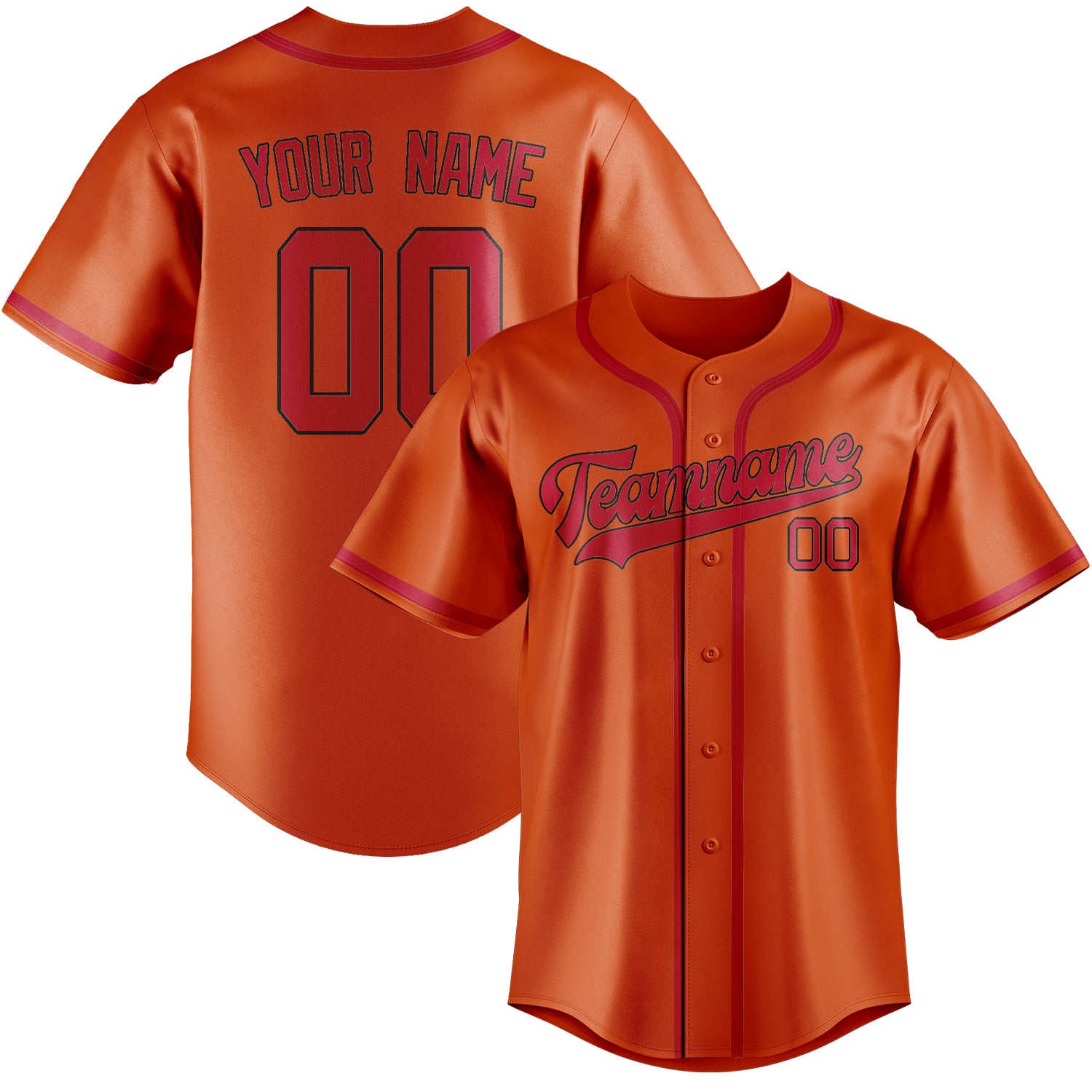 Maillot de baseball personnalisé orange et rouge