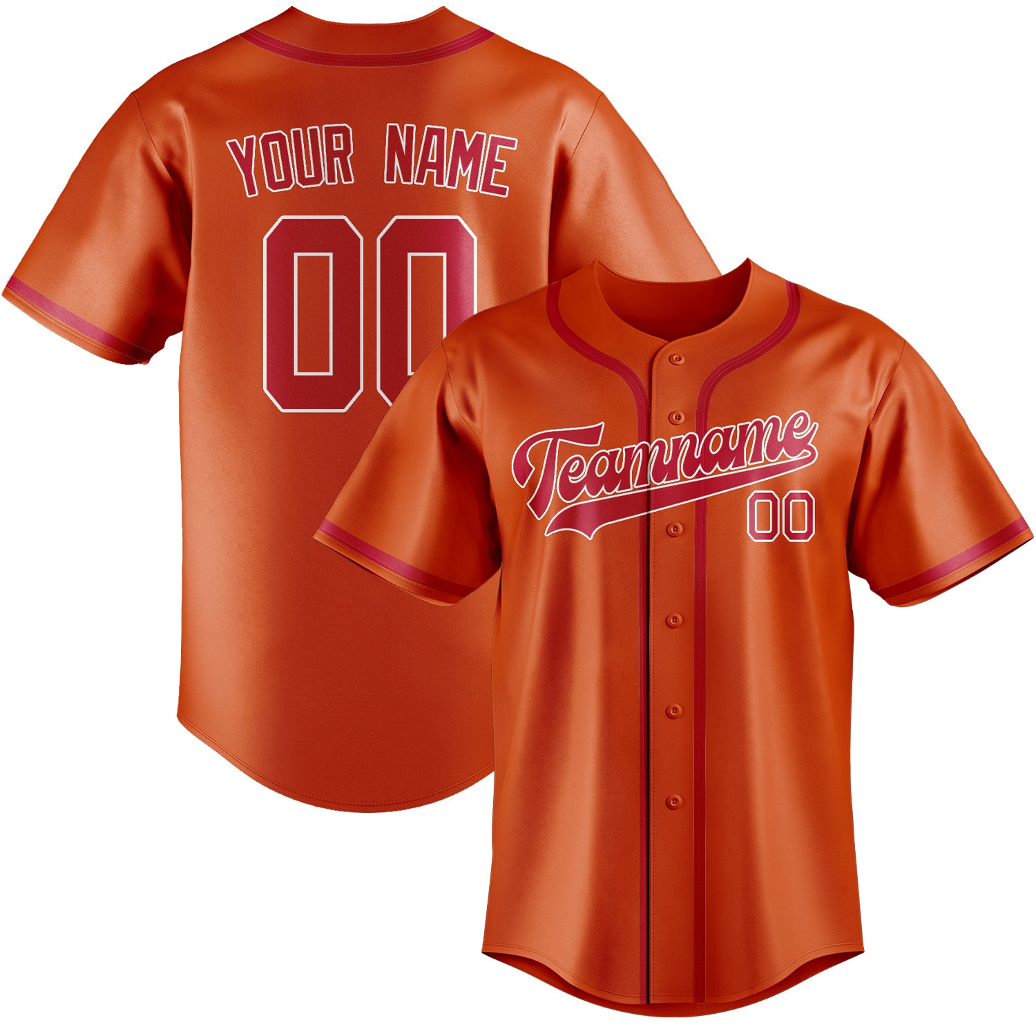 Maillot de baseball personnalisé orange et rouge
