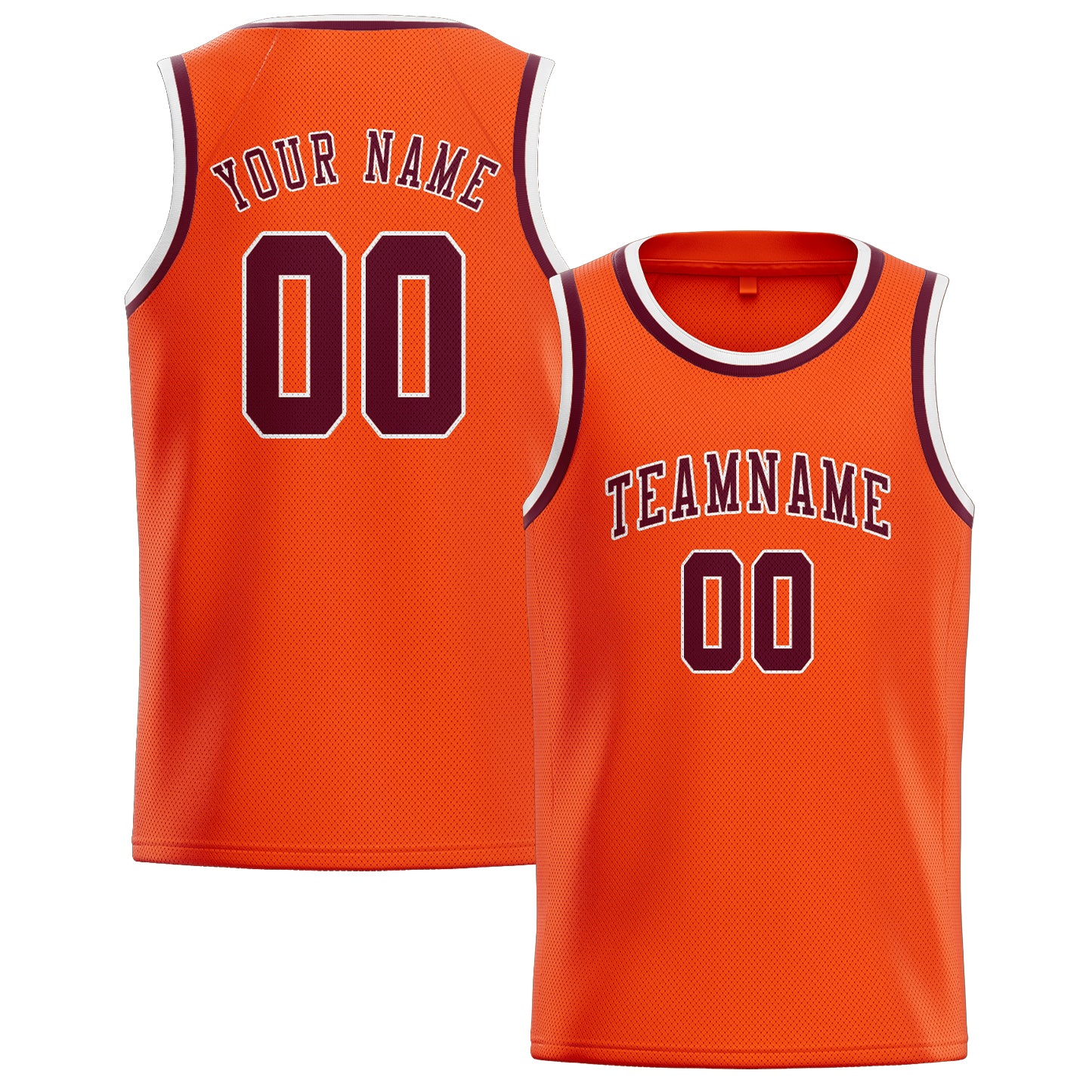 Maillot de basket-ball personnalisé orange, rouge et cramoisi