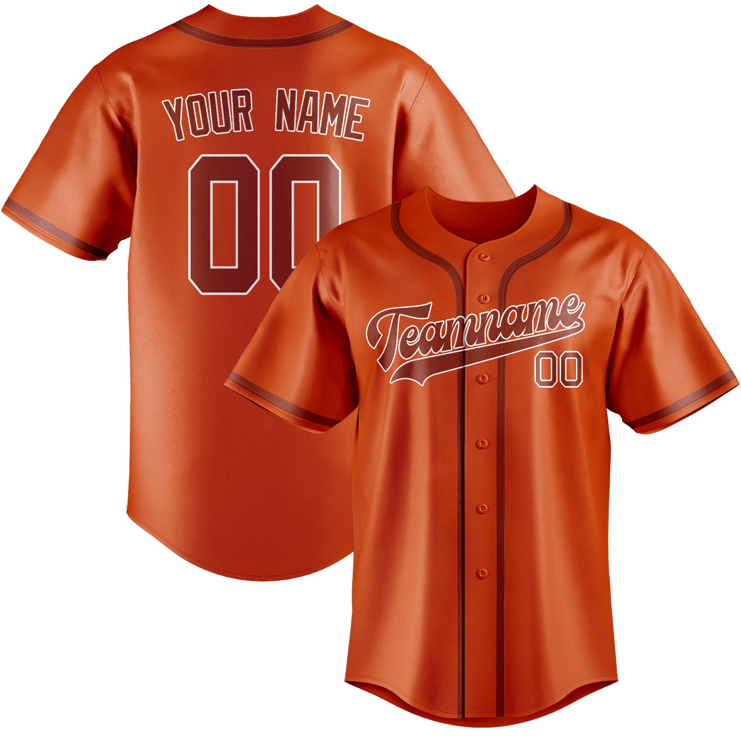 Maillot de baseball personnalisé orange, rouge et corail