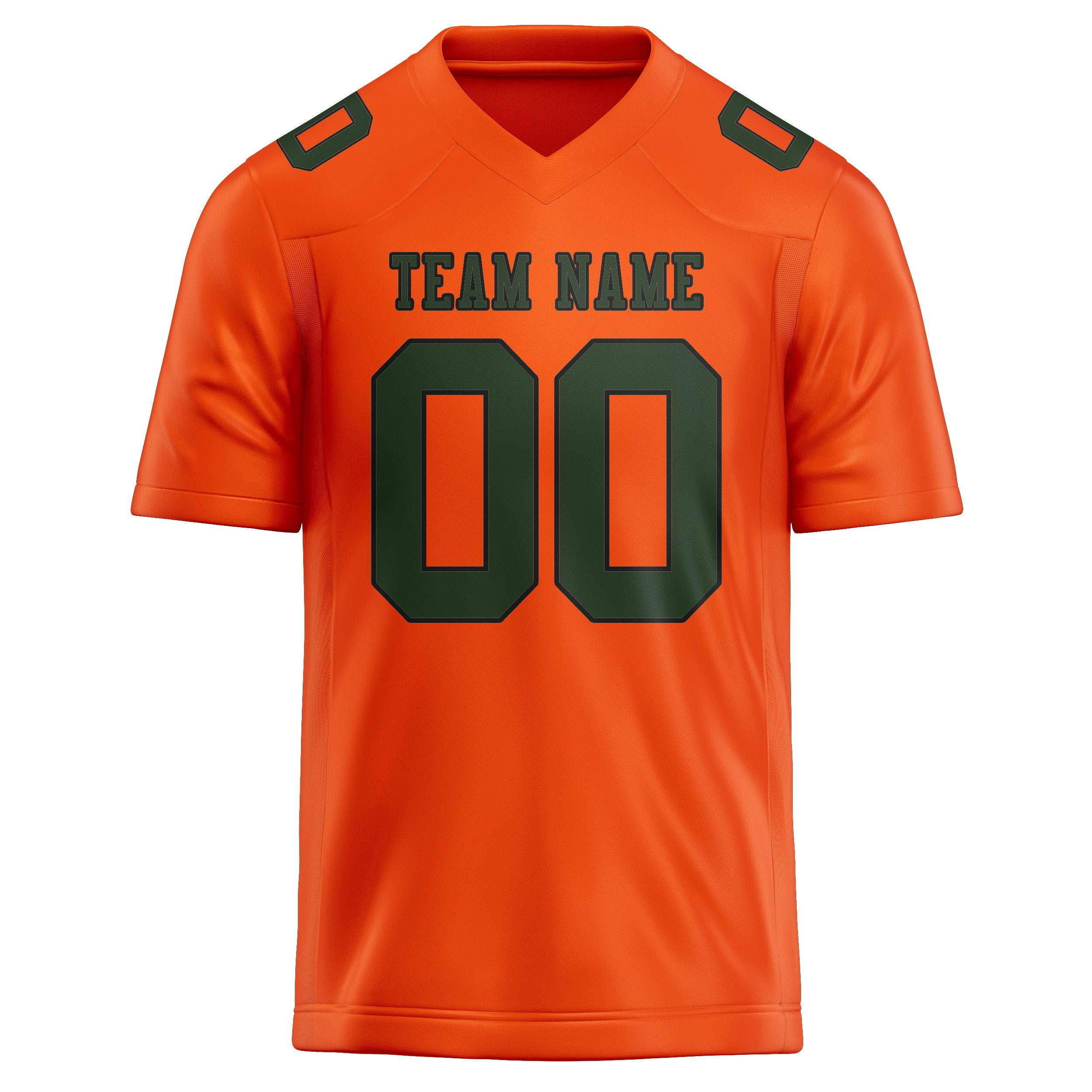 Maillot de football personnalisé orange, rouge et vert foncé