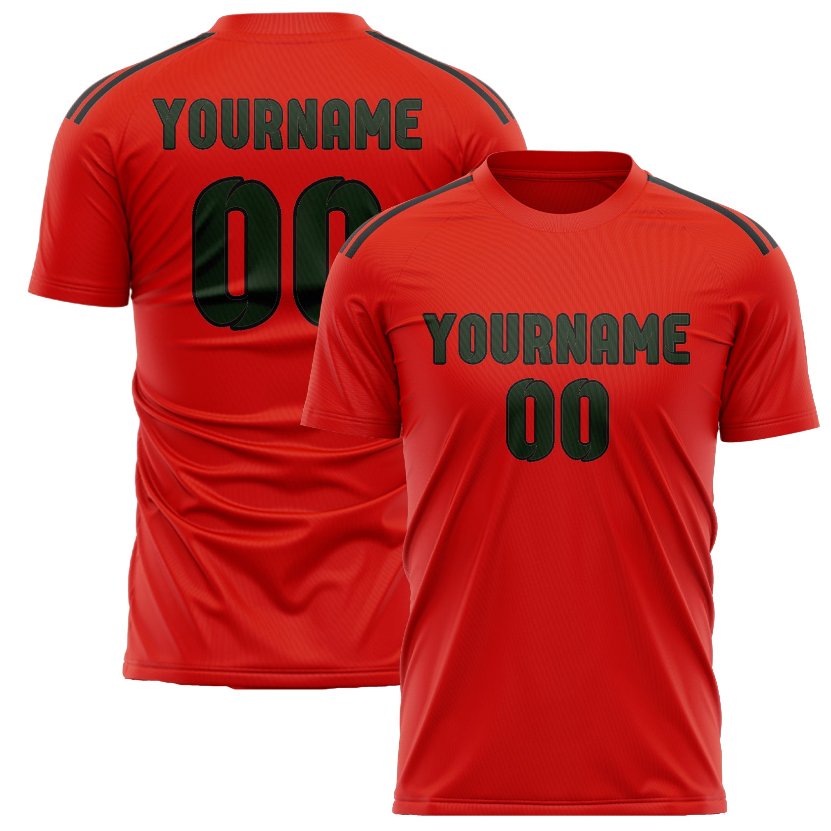 Custom Orange Red Dark Green Soccer Jersey
