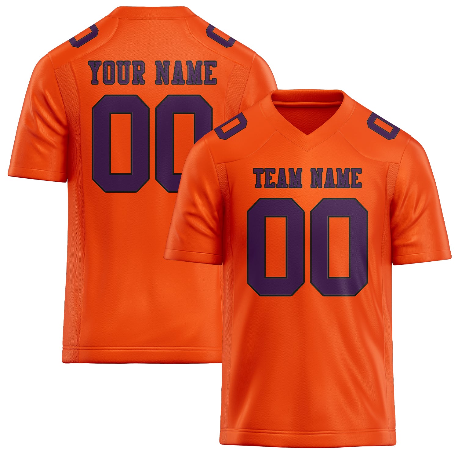 Maillot de football personnalisé orange, rouge et violet