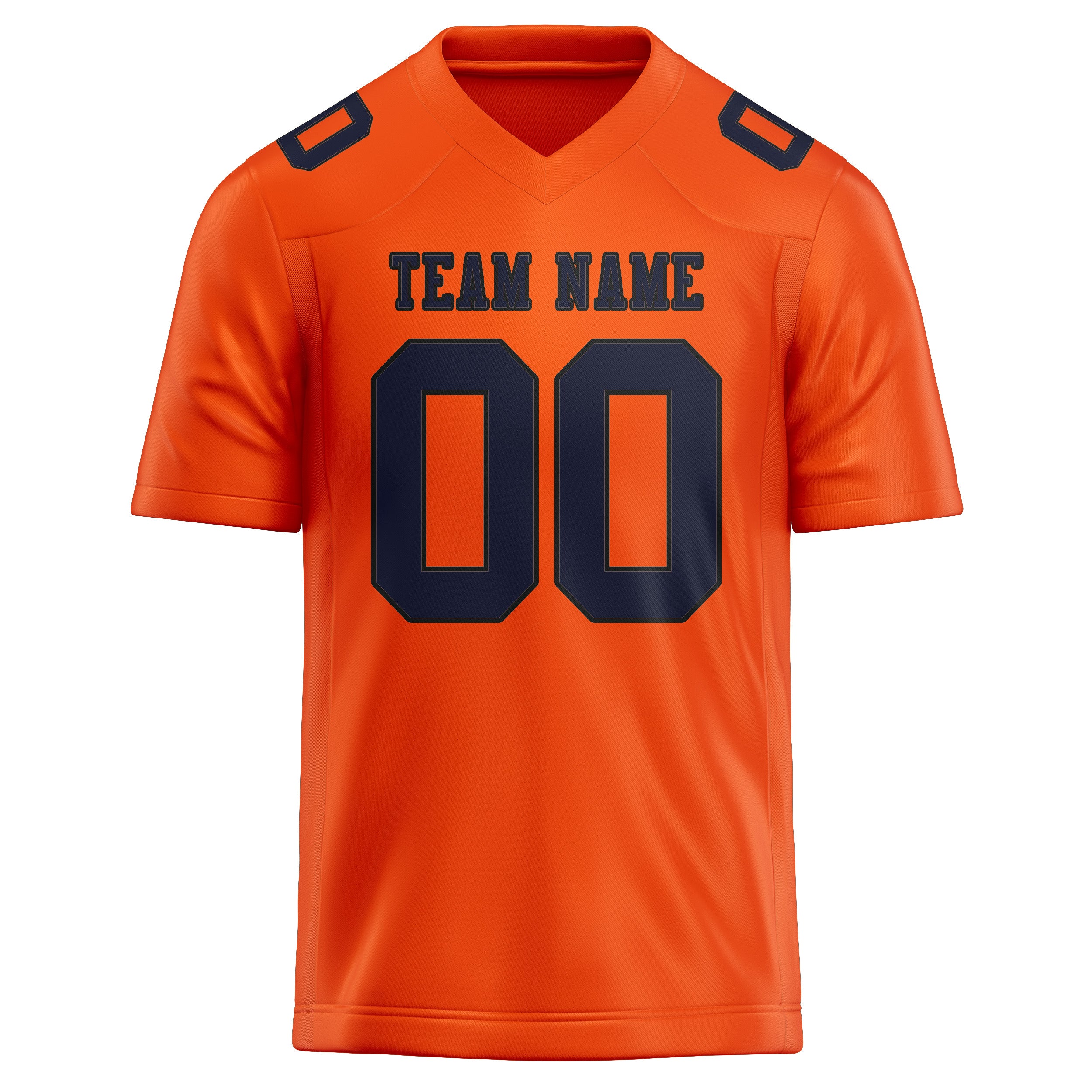 Maillot de football personnalisé orange, rouge et marine