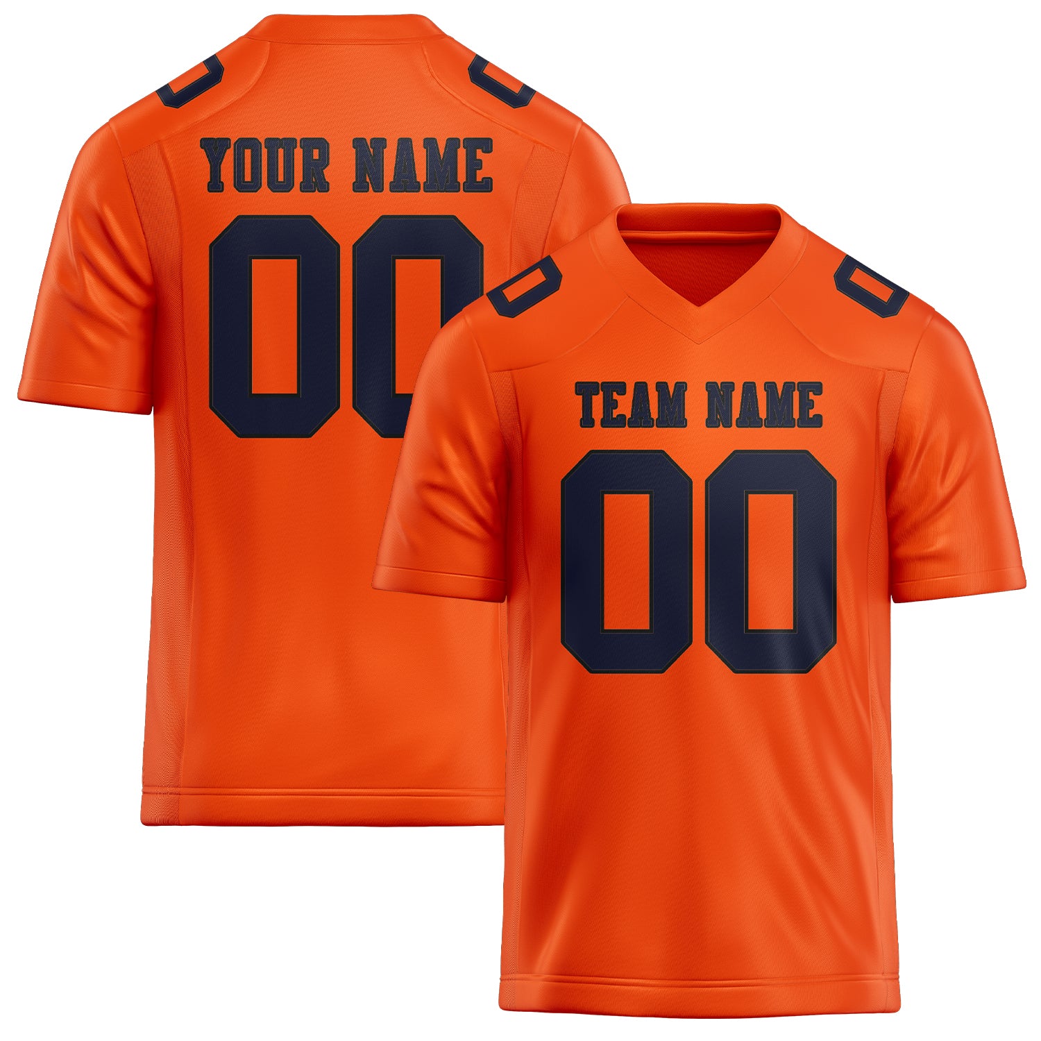 Maillot de football personnalisé orange, rouge et marine