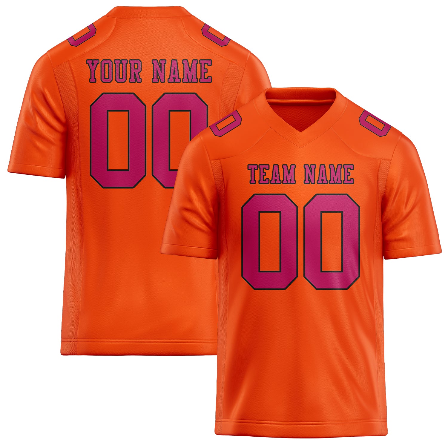 Maillot de football personnalisé orange, rouge et rose